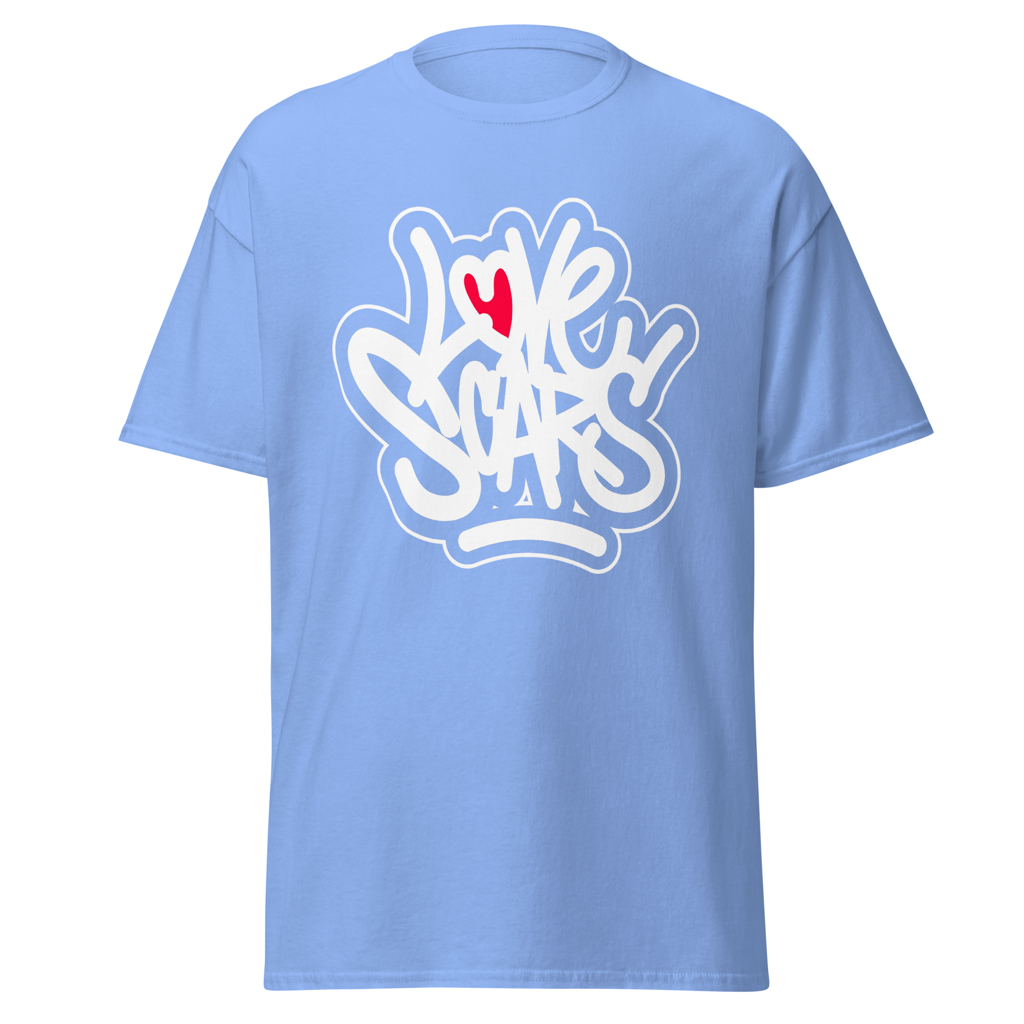 Love Scars Heartmarked Graffiti Tee - Carolina Blue
