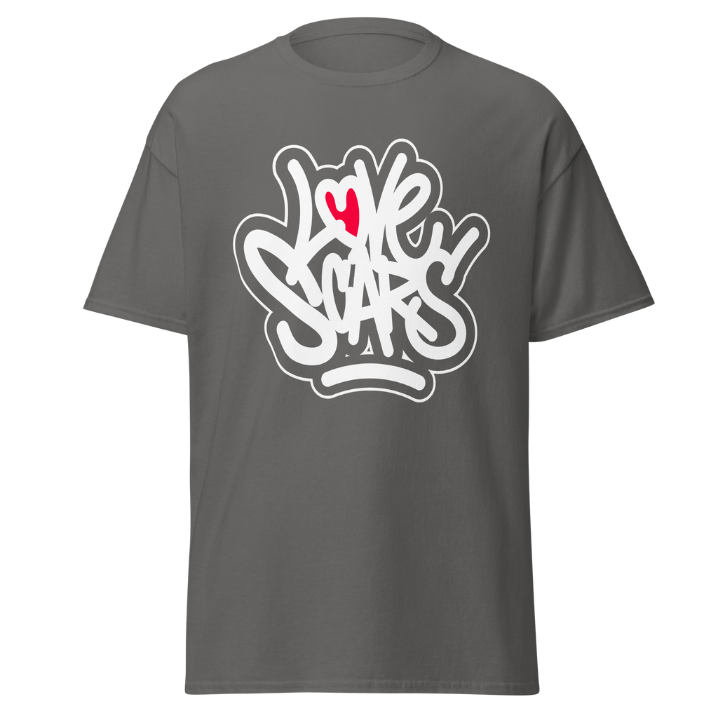 Love Scars Heartmarked Graffiti Tee - Charcoal