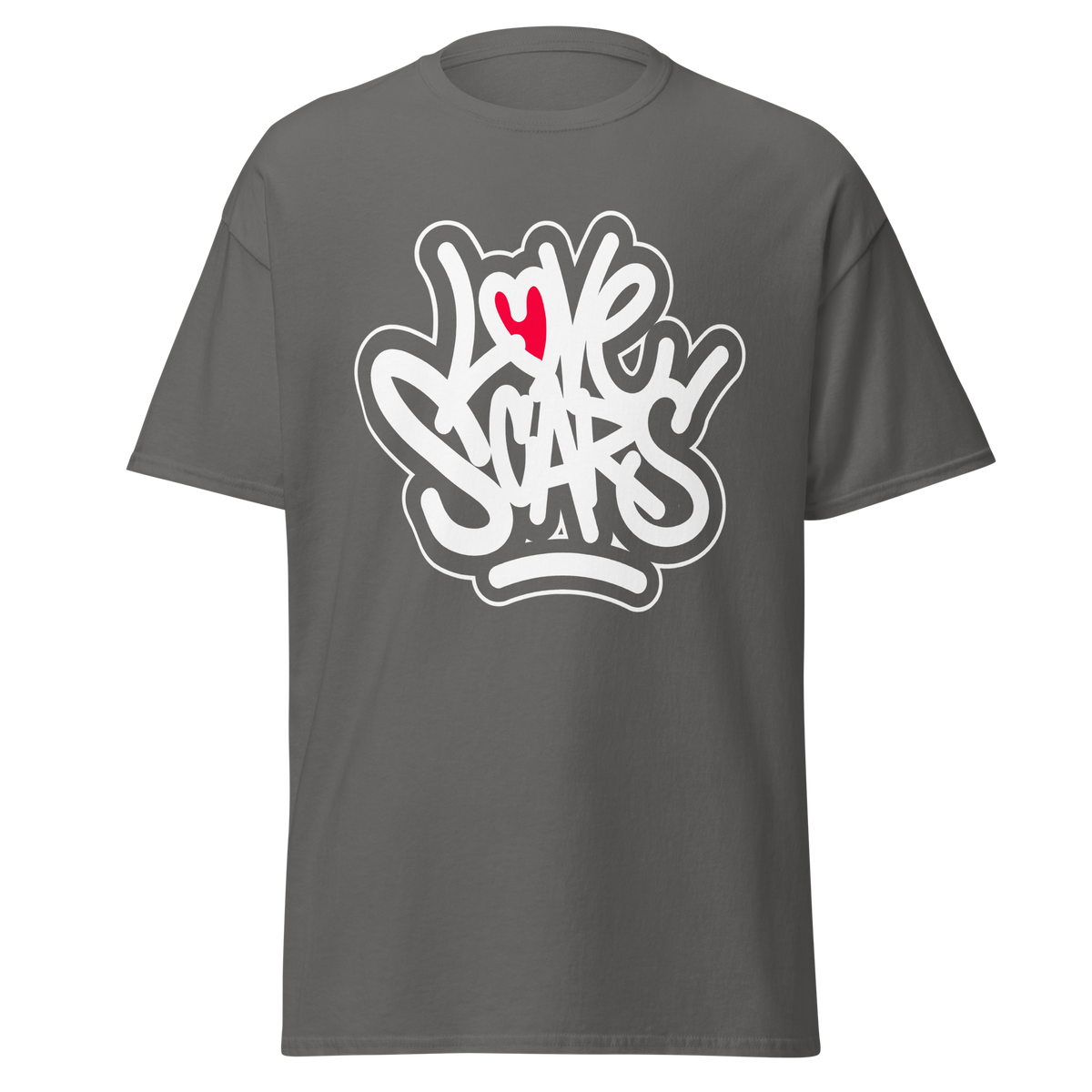 Love Scars Heartmarked Graffiti Tee - Charcoal