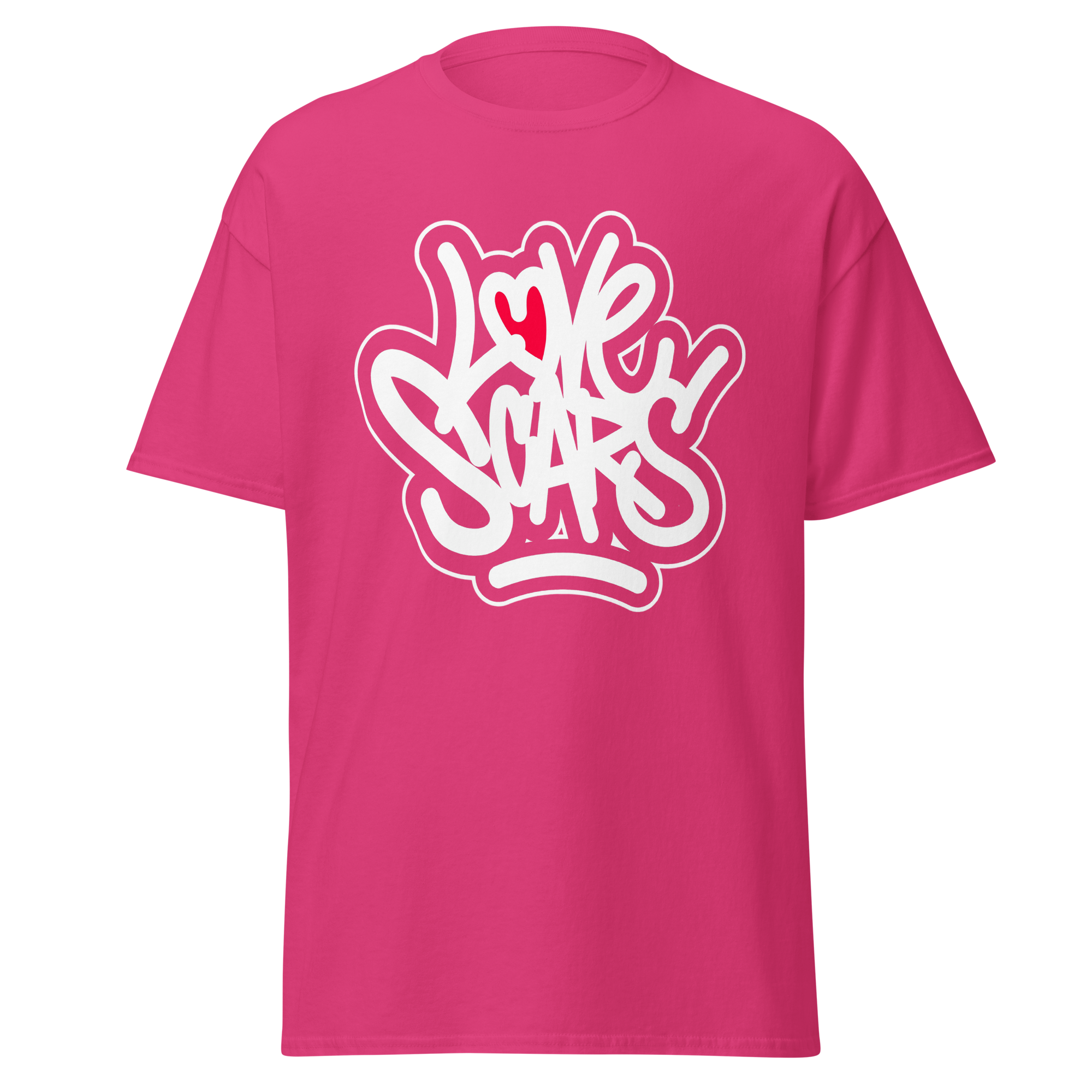 Love Scars Heartmarked Graffiti Tee - Heliconia