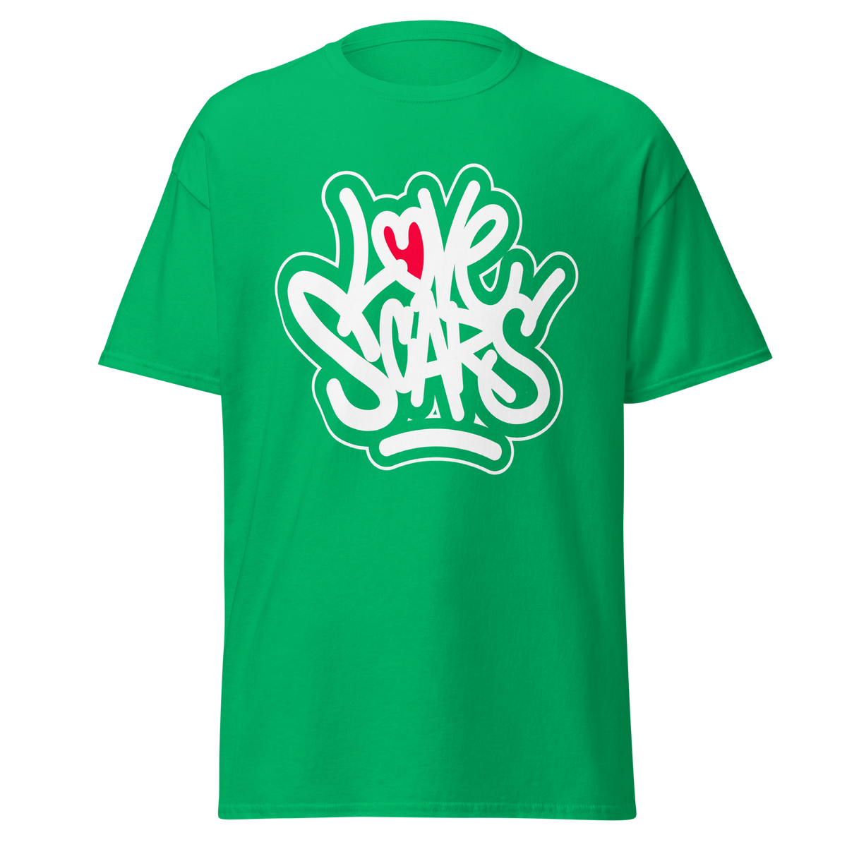 Love Scars Heartmarked Graffiti Tee - Irish Green
