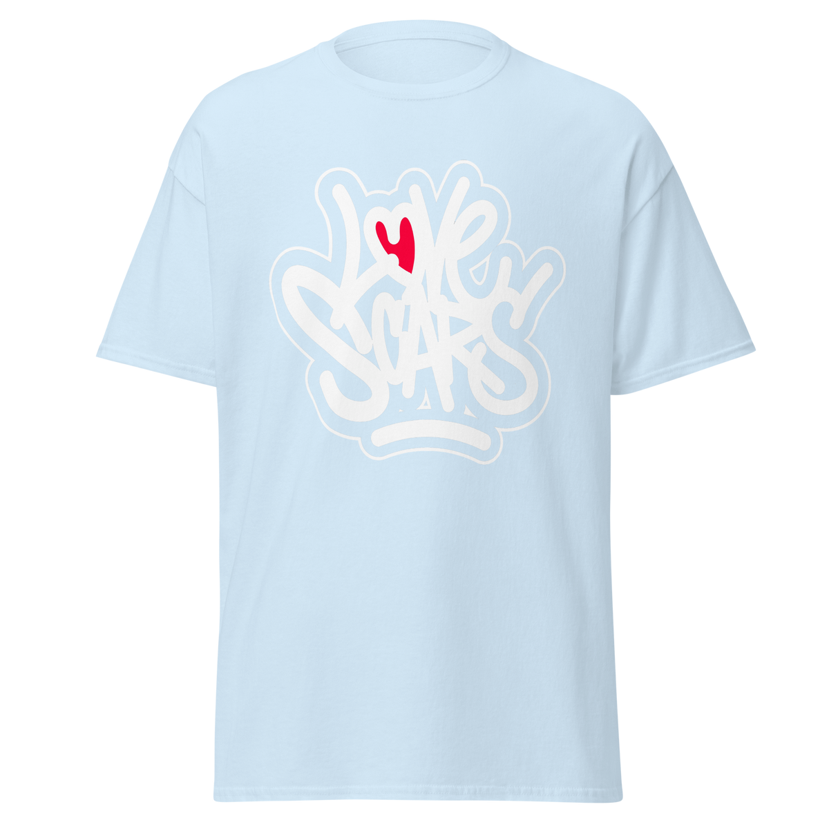 Love Scars Heartmarked Graffiti Tee - Light Blue