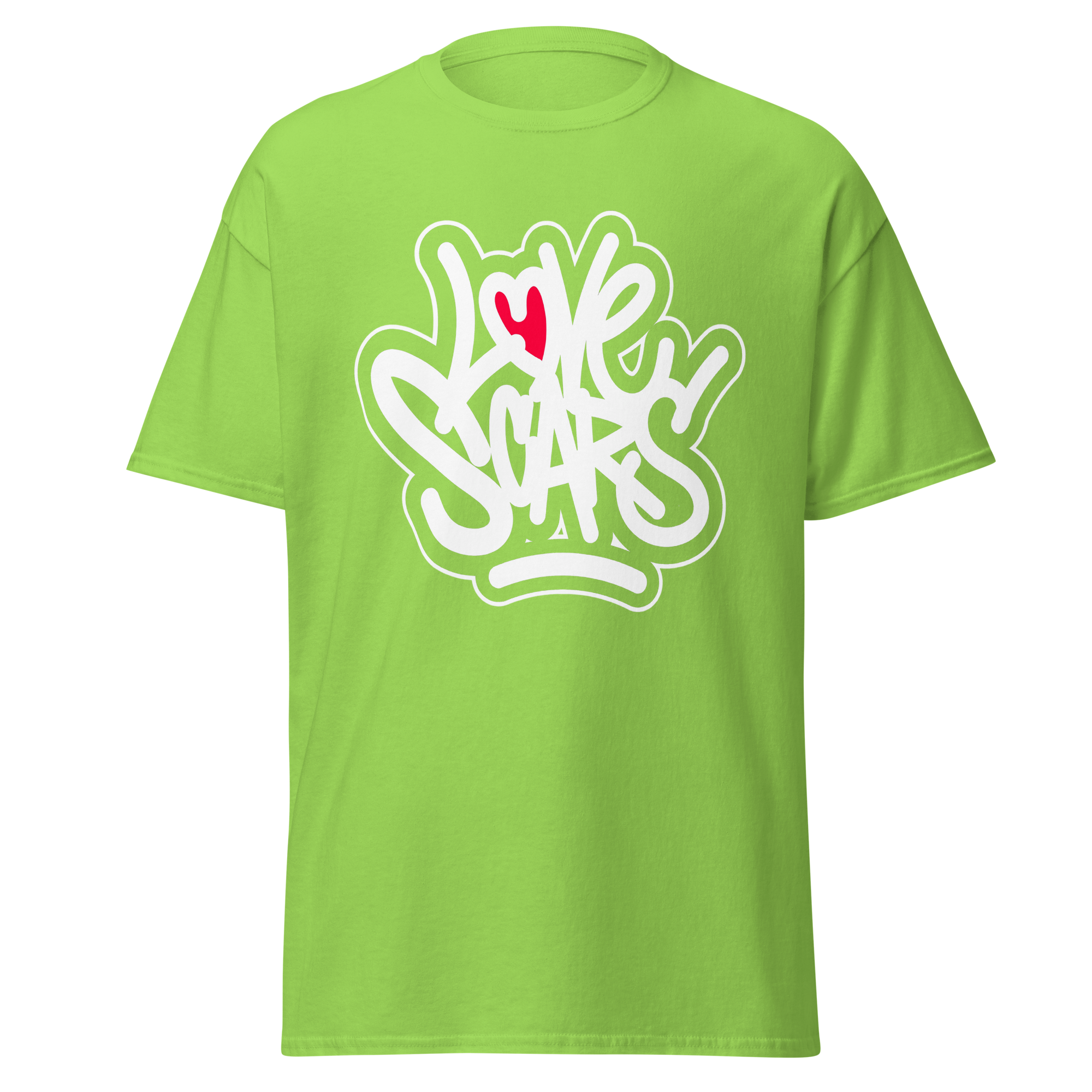 Love Scars Heartmarked Graffiti Tee - Lime