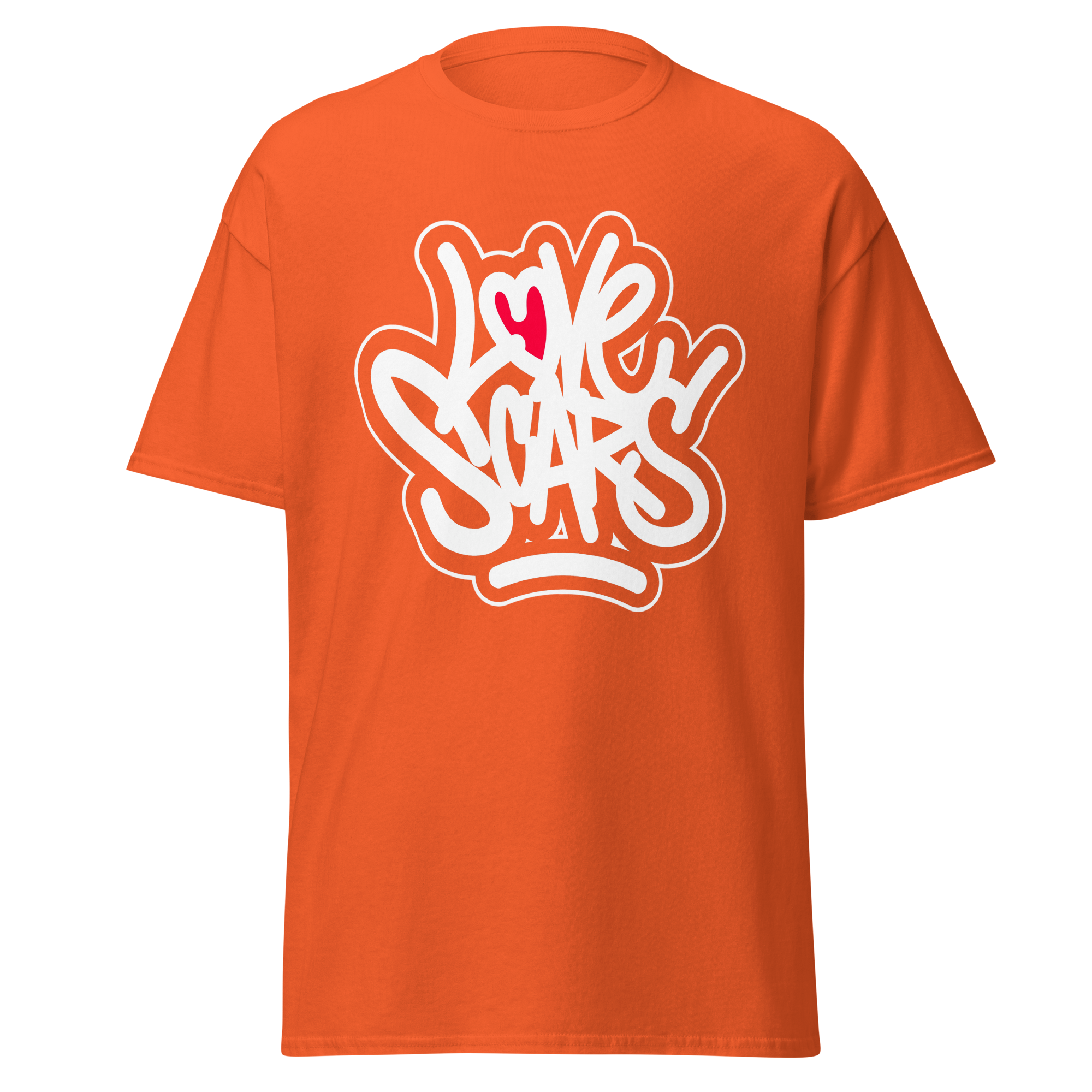 Love Scars Heartmarked Graffiti Tee - Orange
