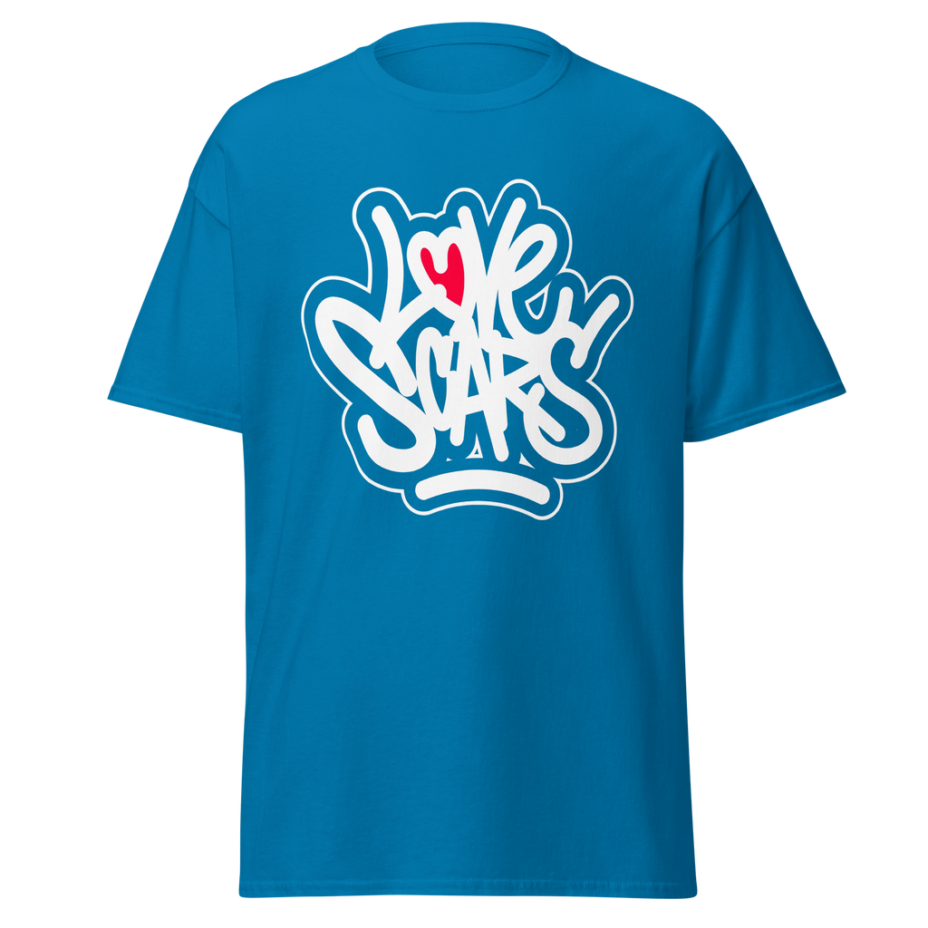 Love Scars Heartmarked Graffiti Tee - Sapphire