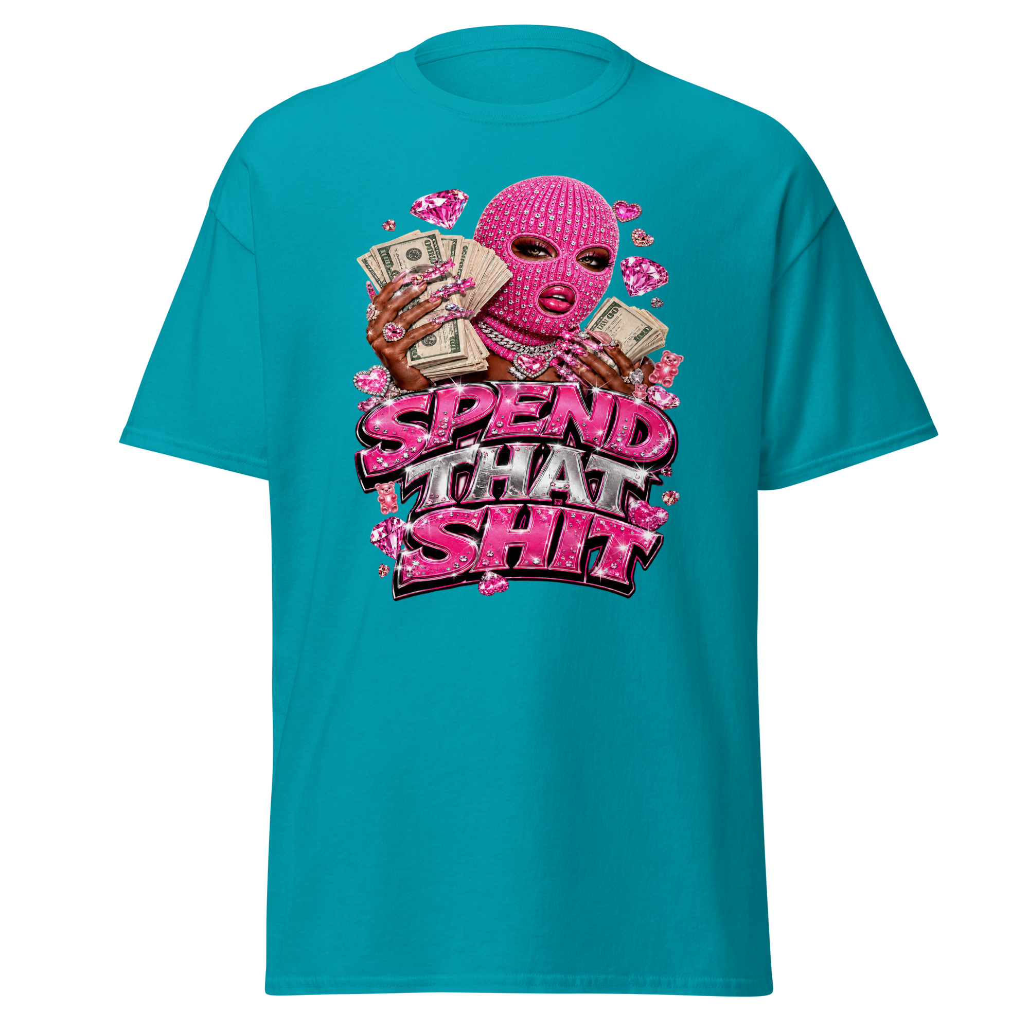 Spend That Shit Tee - Tropical Blue