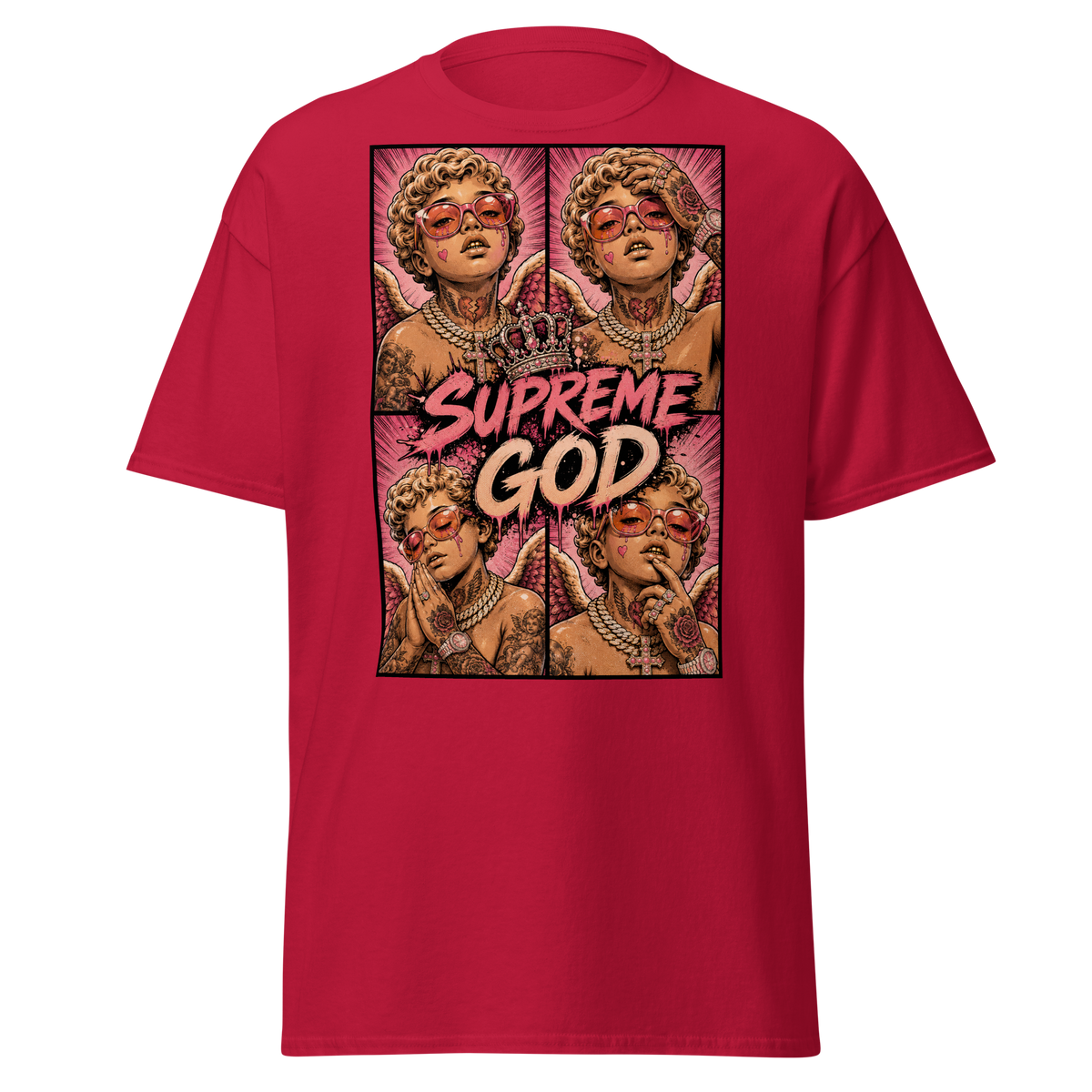 Supreme God Angel Collage Tee - Cardinal