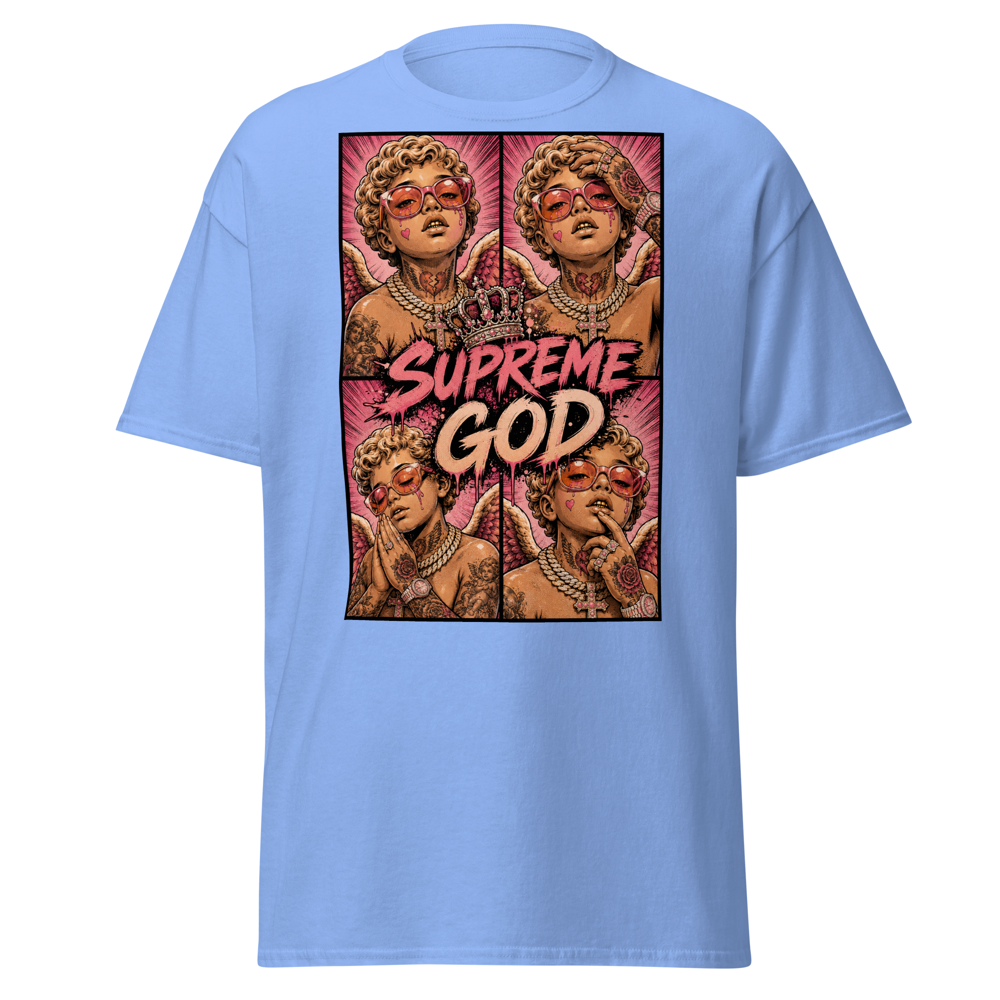 Supreme God Angel Collage Tee - Carolina Blue