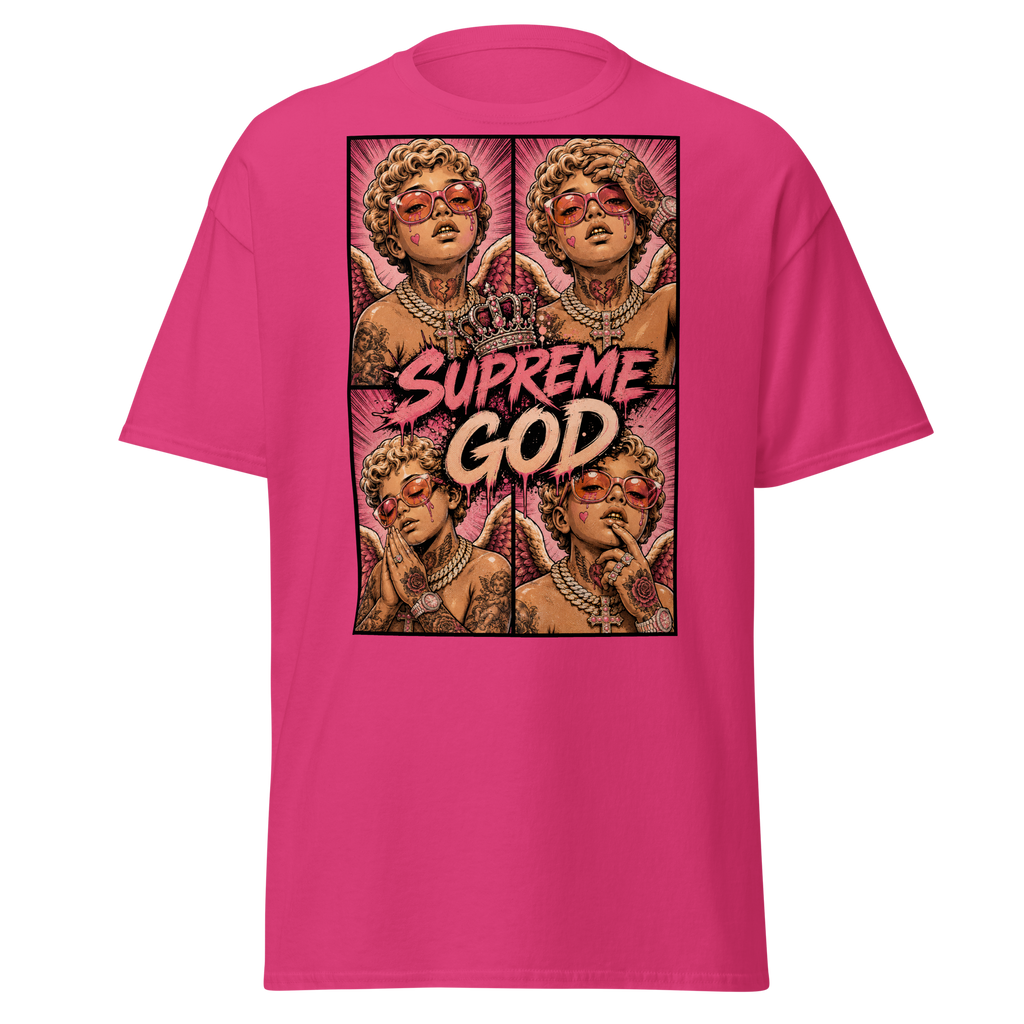 Supreme God Angel Collage Tee - Heliconia