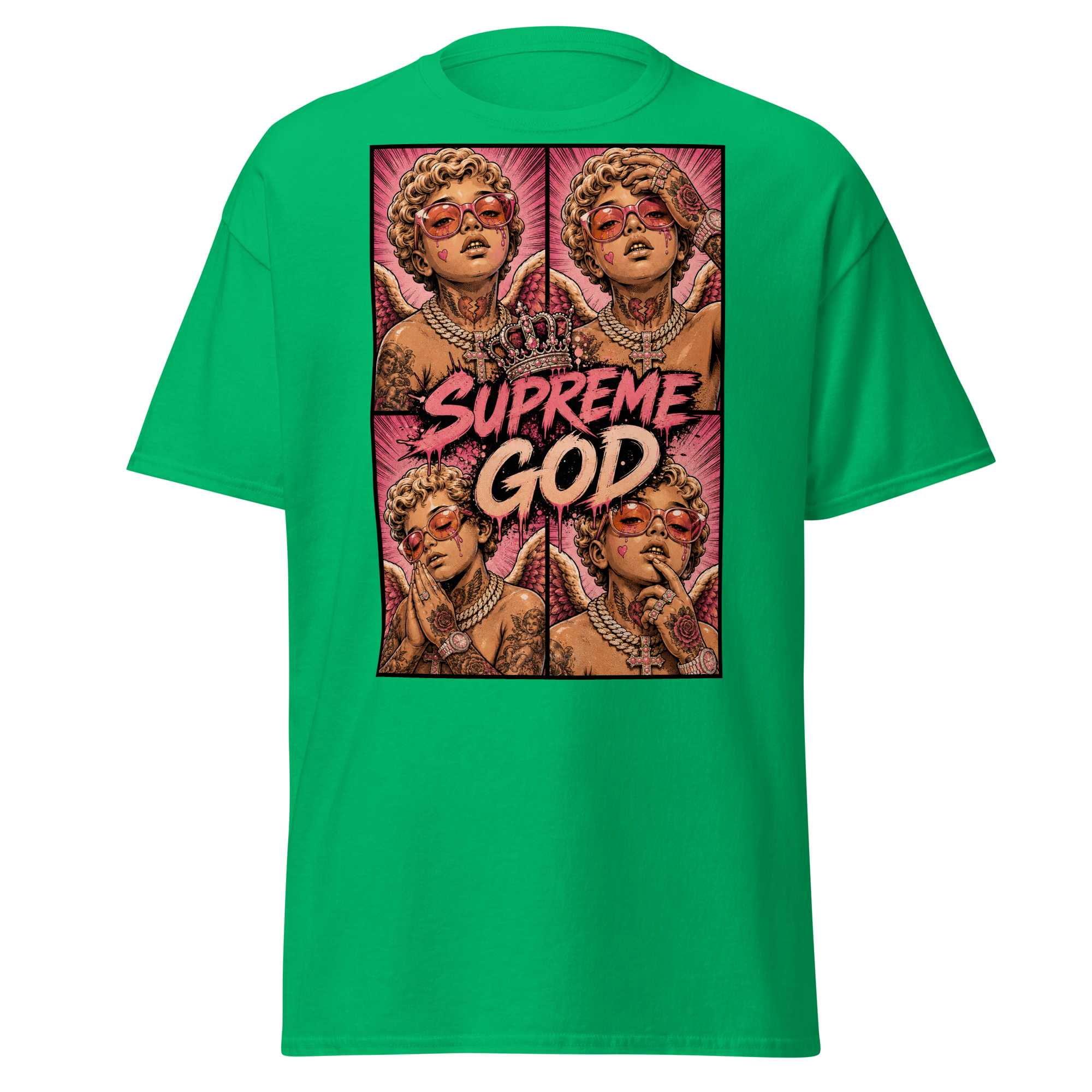 Supreme God Angel Collage Tee - Irish Green