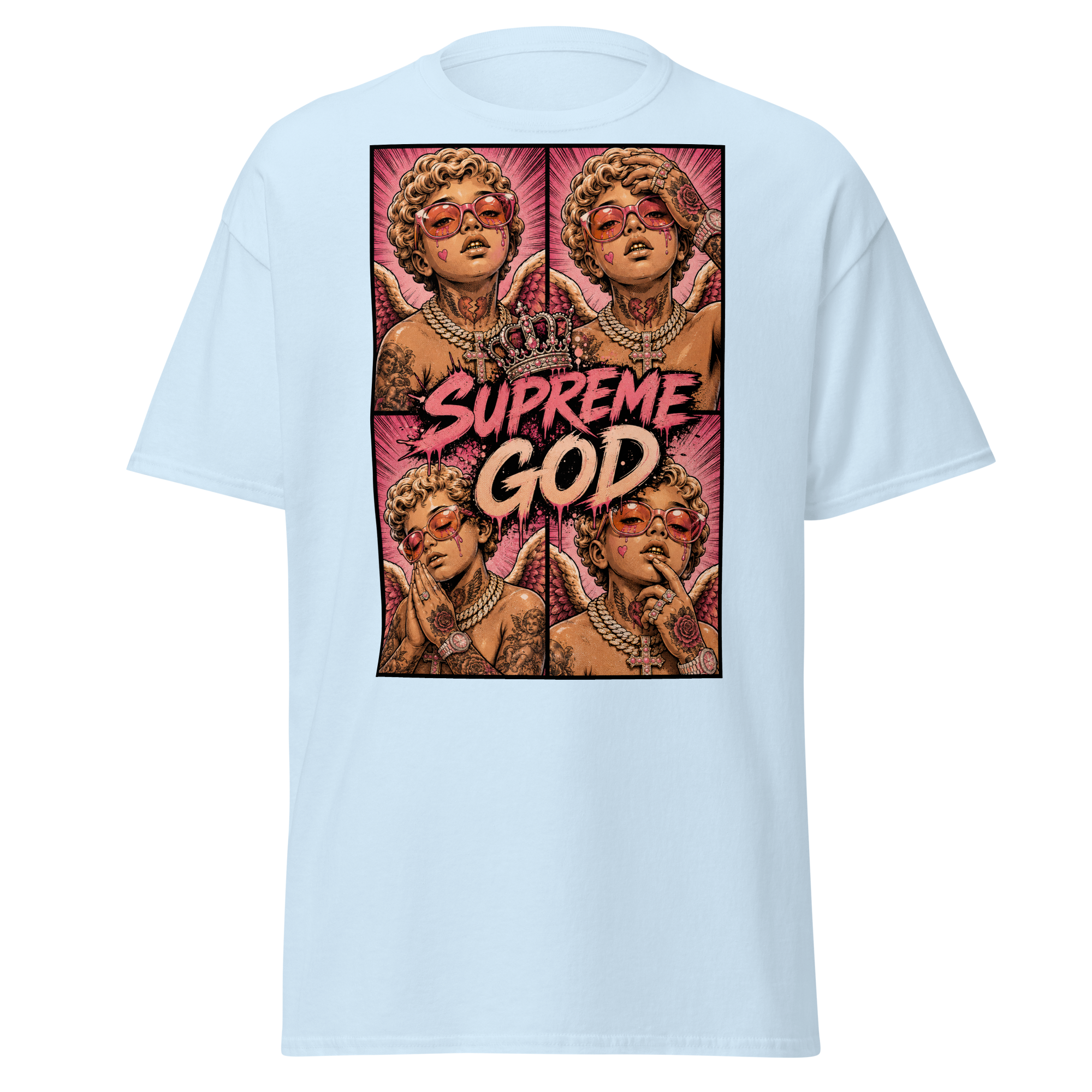 Supreme God Angel Collage Tee - Light Blue