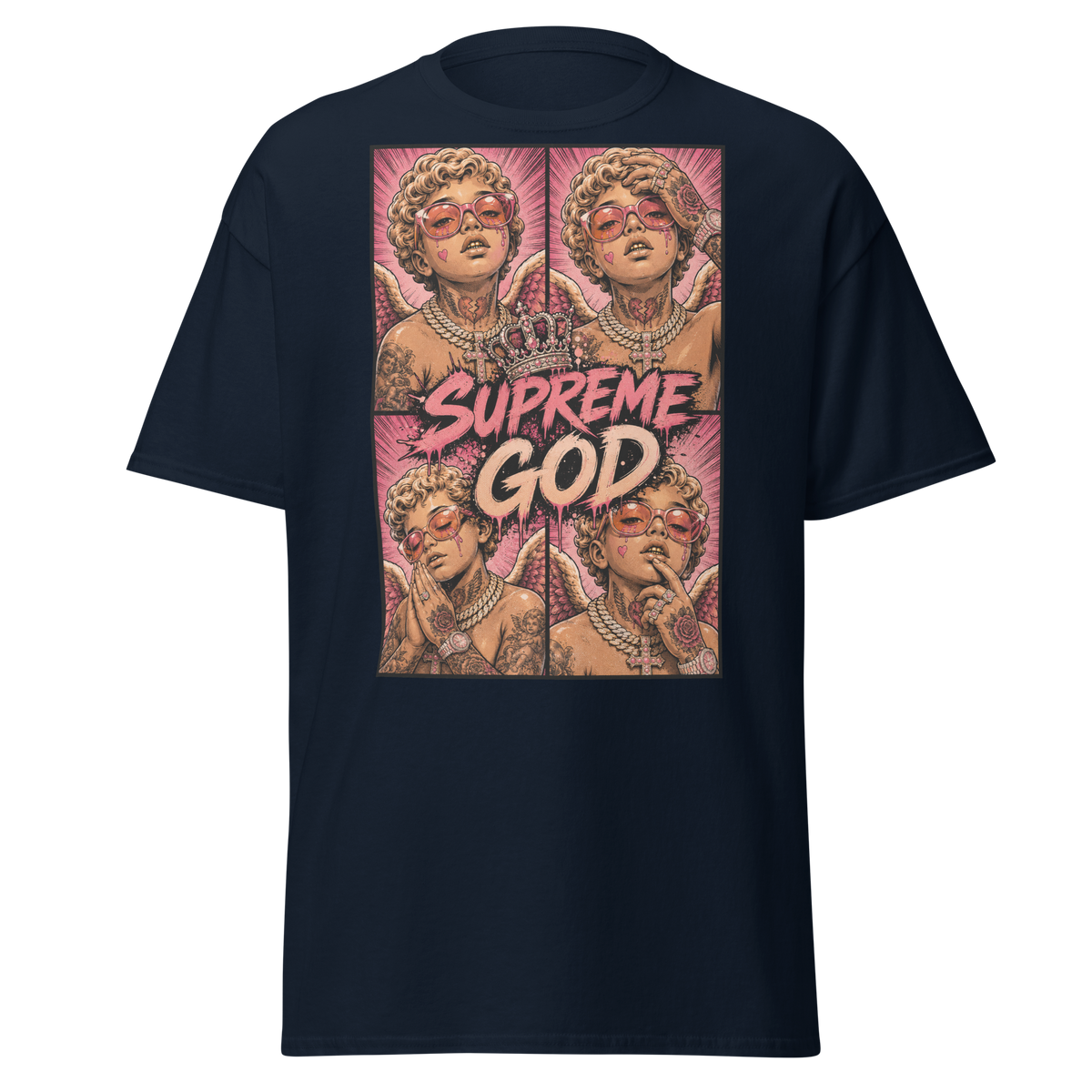 Supreme God Angel Collage Tee - Navy