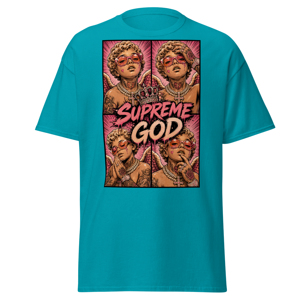 Supreme God Angel Collage Tee - Tropical Blue