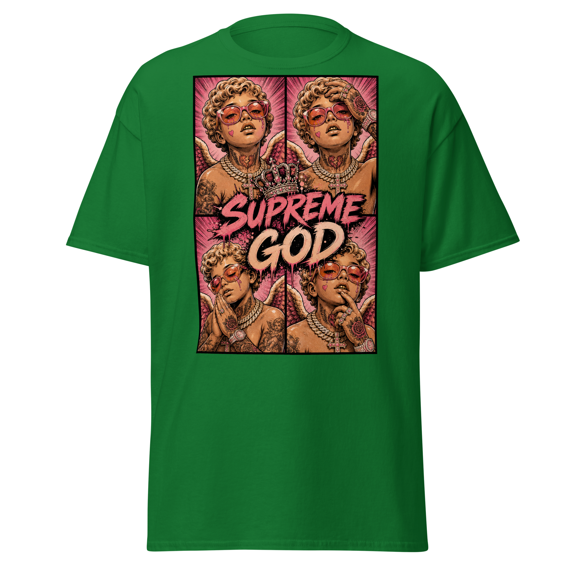 Supreme God Angel Collage Tee - Turf Green