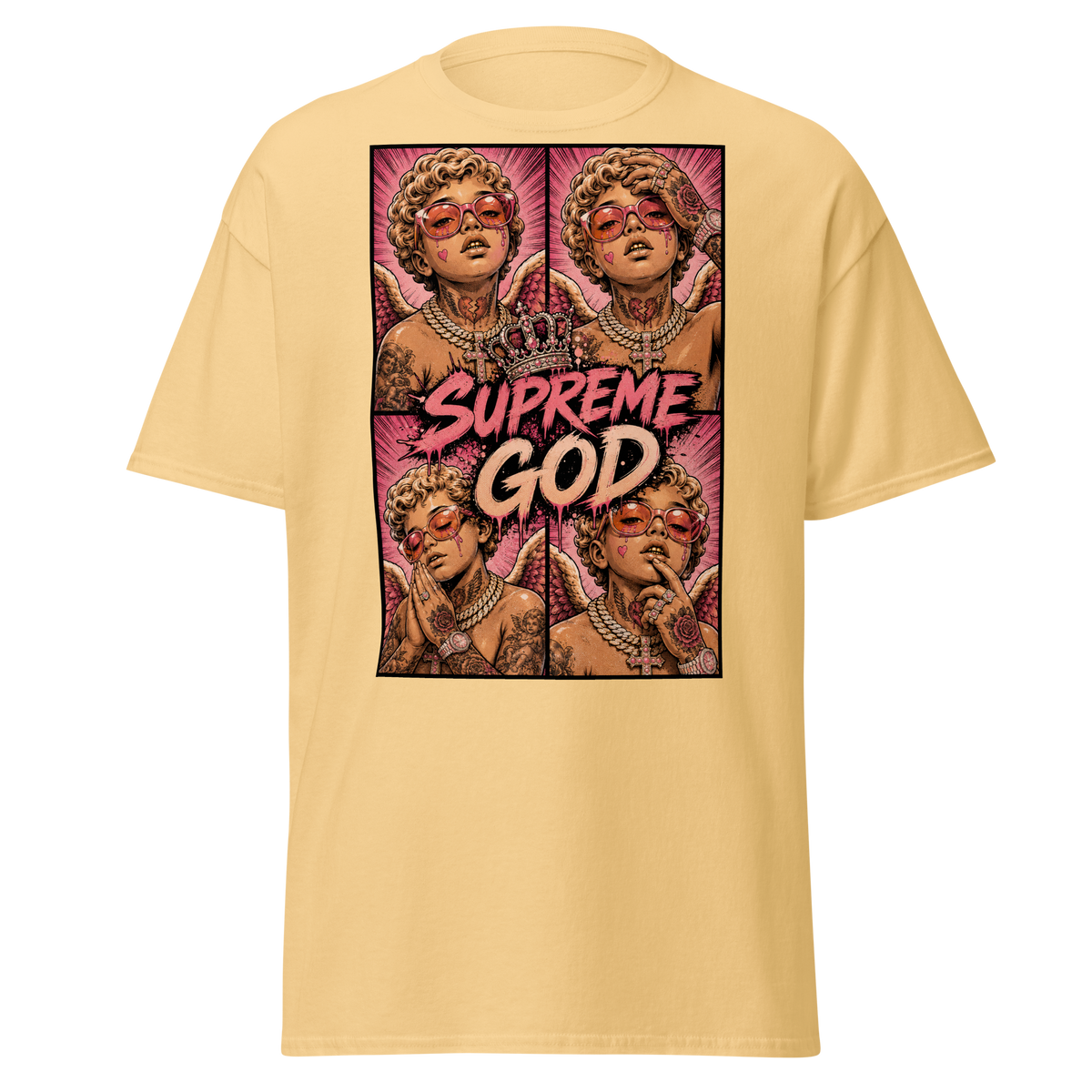 Supreme God Angel Collage Tee - Yellow Haze