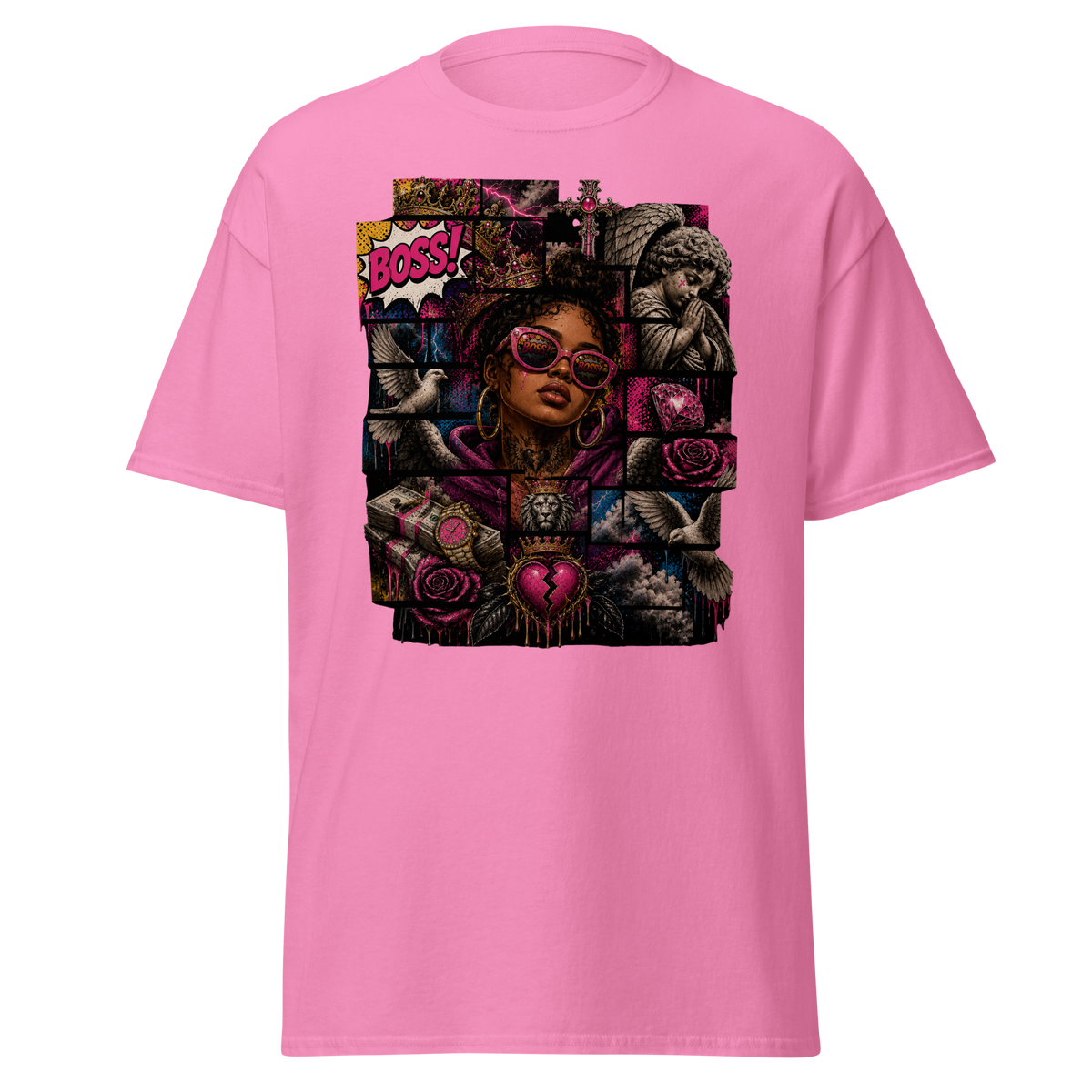 Supreme God Boss Energy Collage Tee - Azalea
