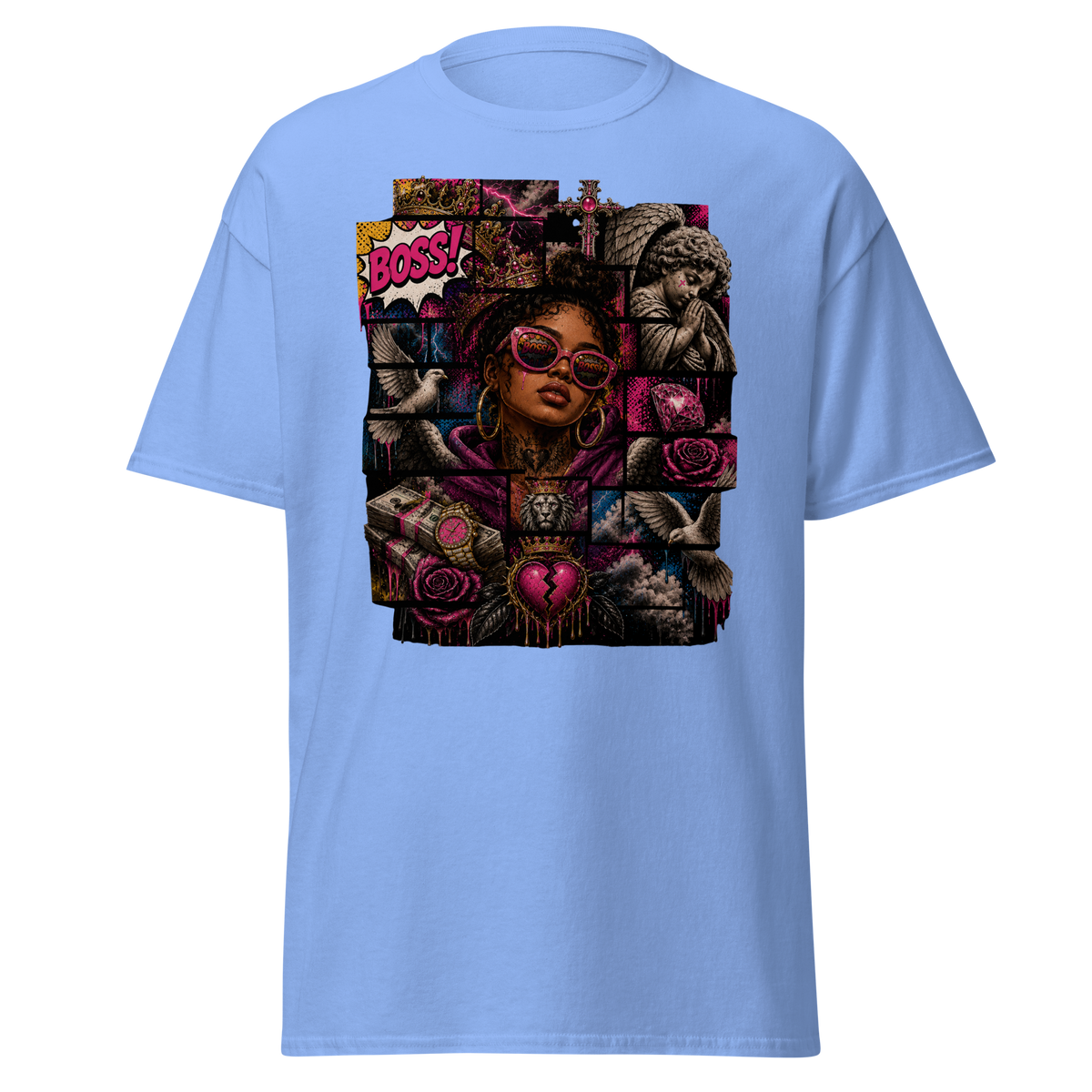 Supreme God Boss Energy Collage Tee - Carolina Blue