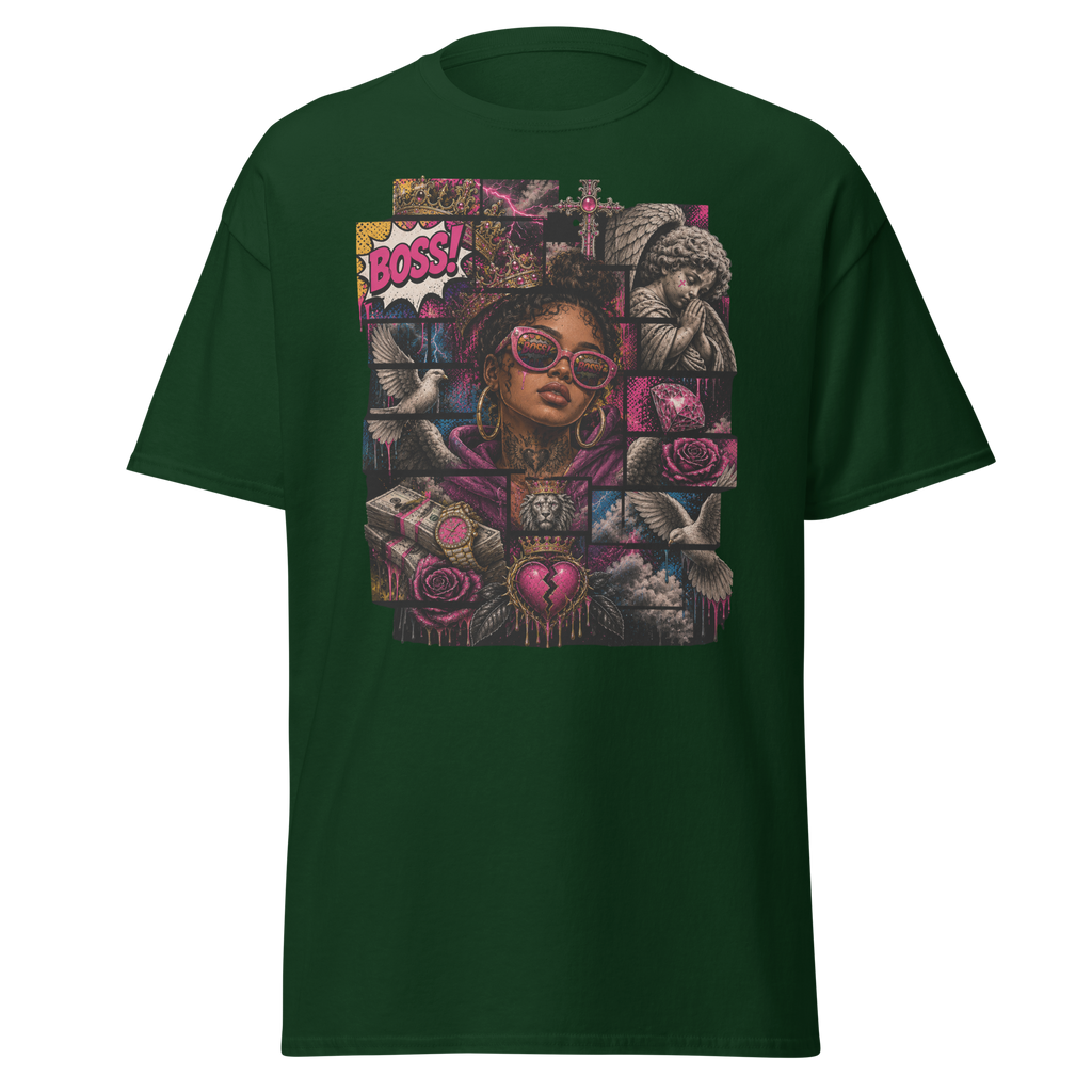 Supreme God Boss Energy Collage Tee - Forest Green