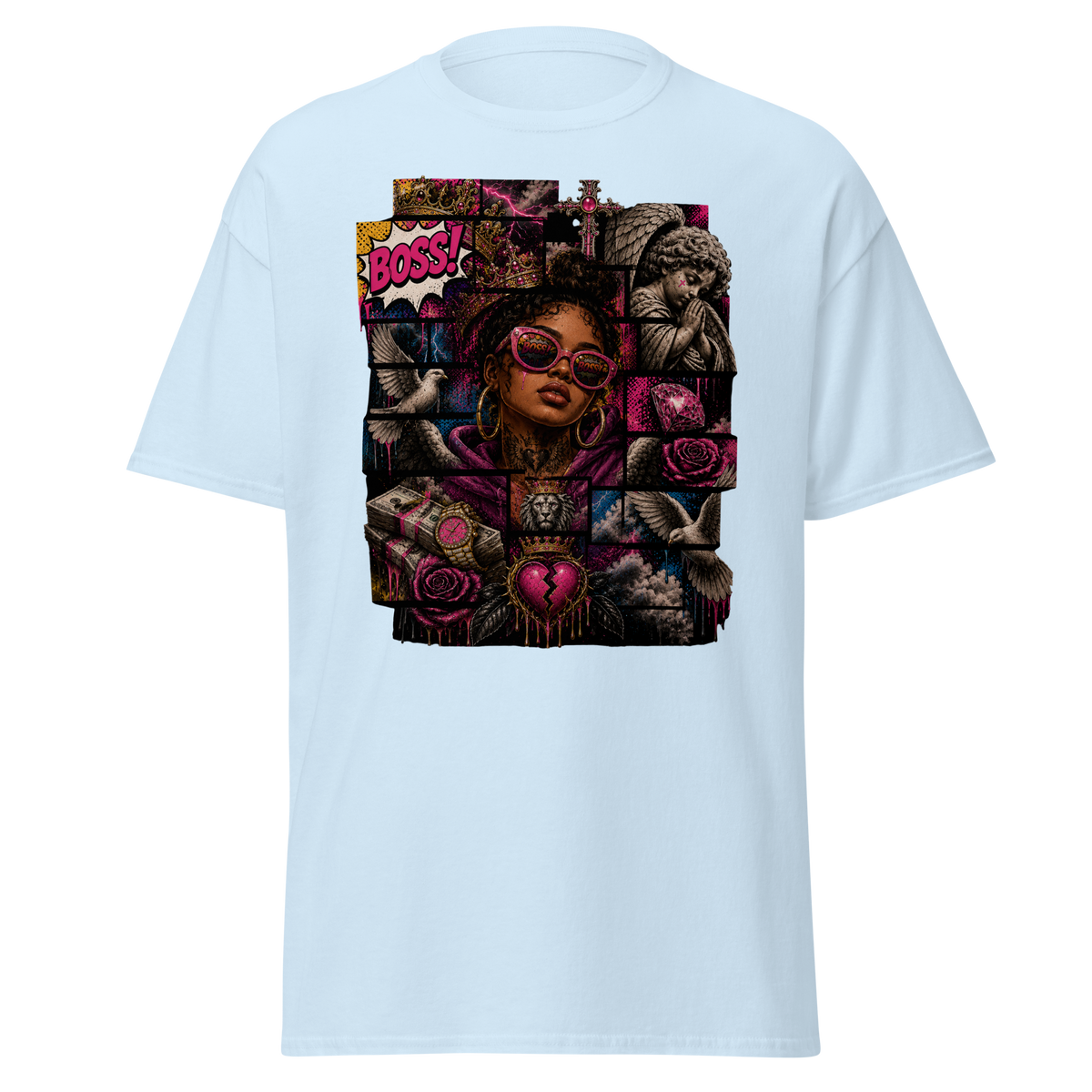 Supreme God Boss Energy Collage Tee - Light Blue