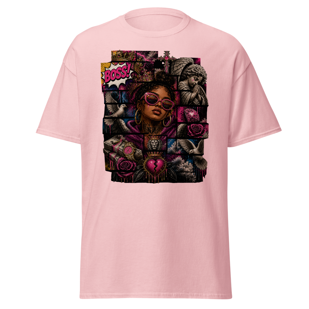 Supreme God Boss Energy Collage Tee - Light Pink
