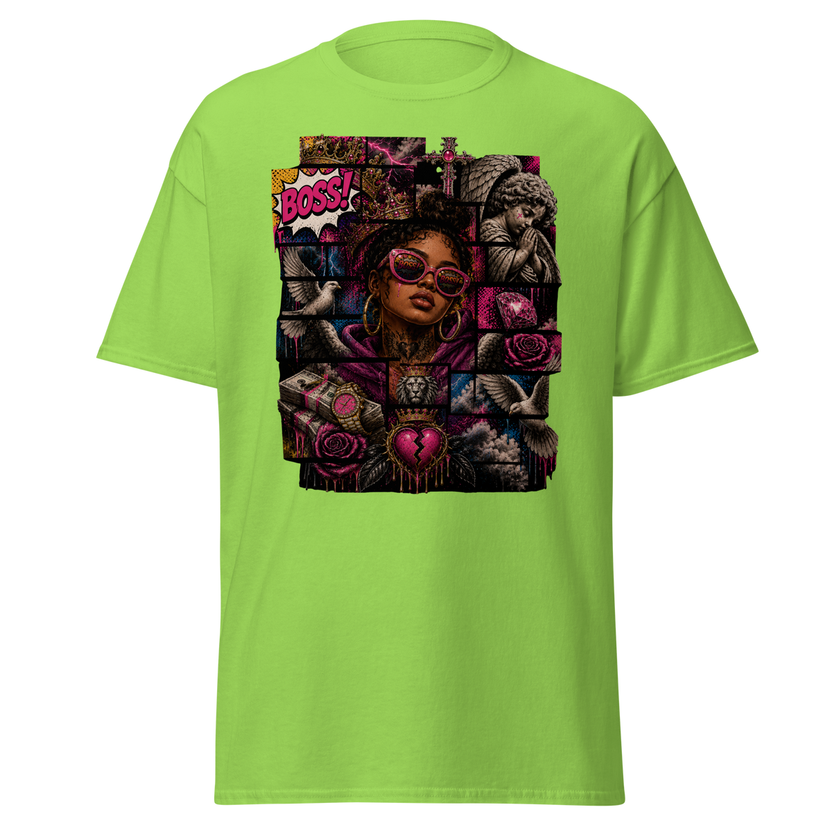 Supreme God Boss Energy Collage Tee - Lime