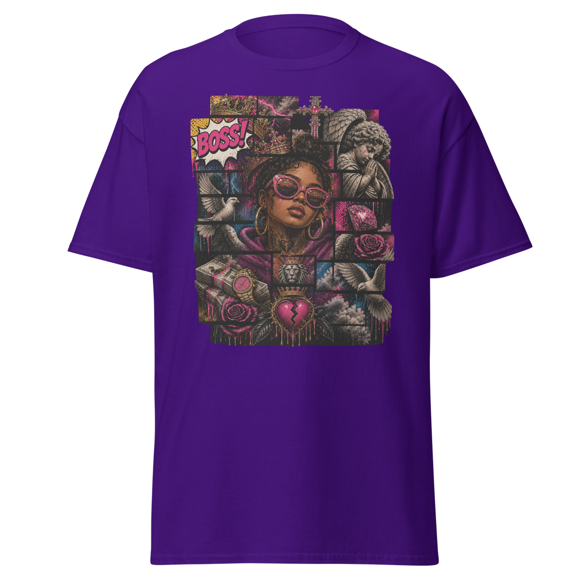 Supreme God Boss Energy Collage Tee - Purple
