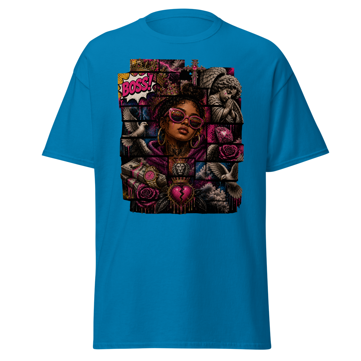 Supreme God Boss Energy Collage Tee - Sapphire