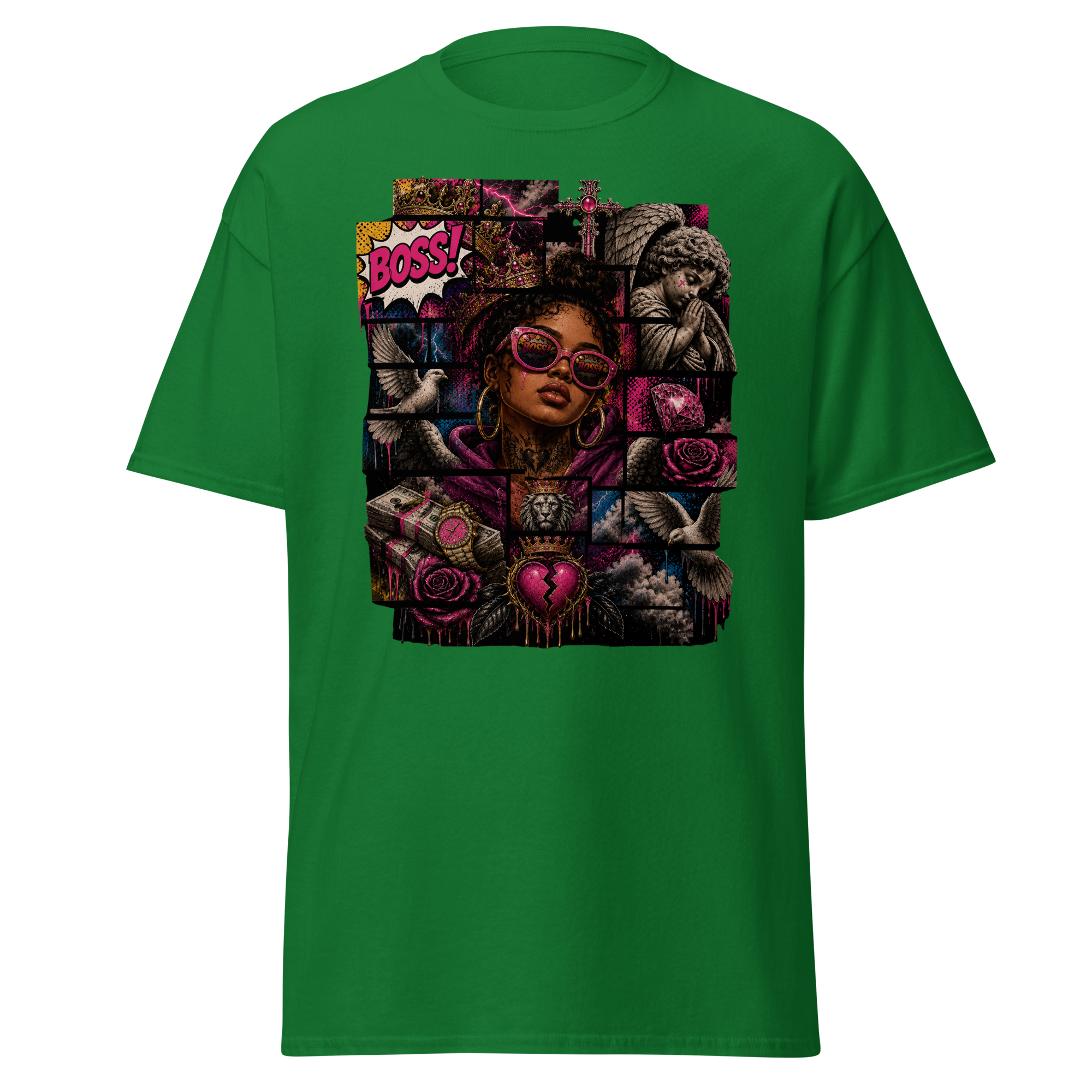 Supreme God Boss Energy Collage Tee - Turf Green