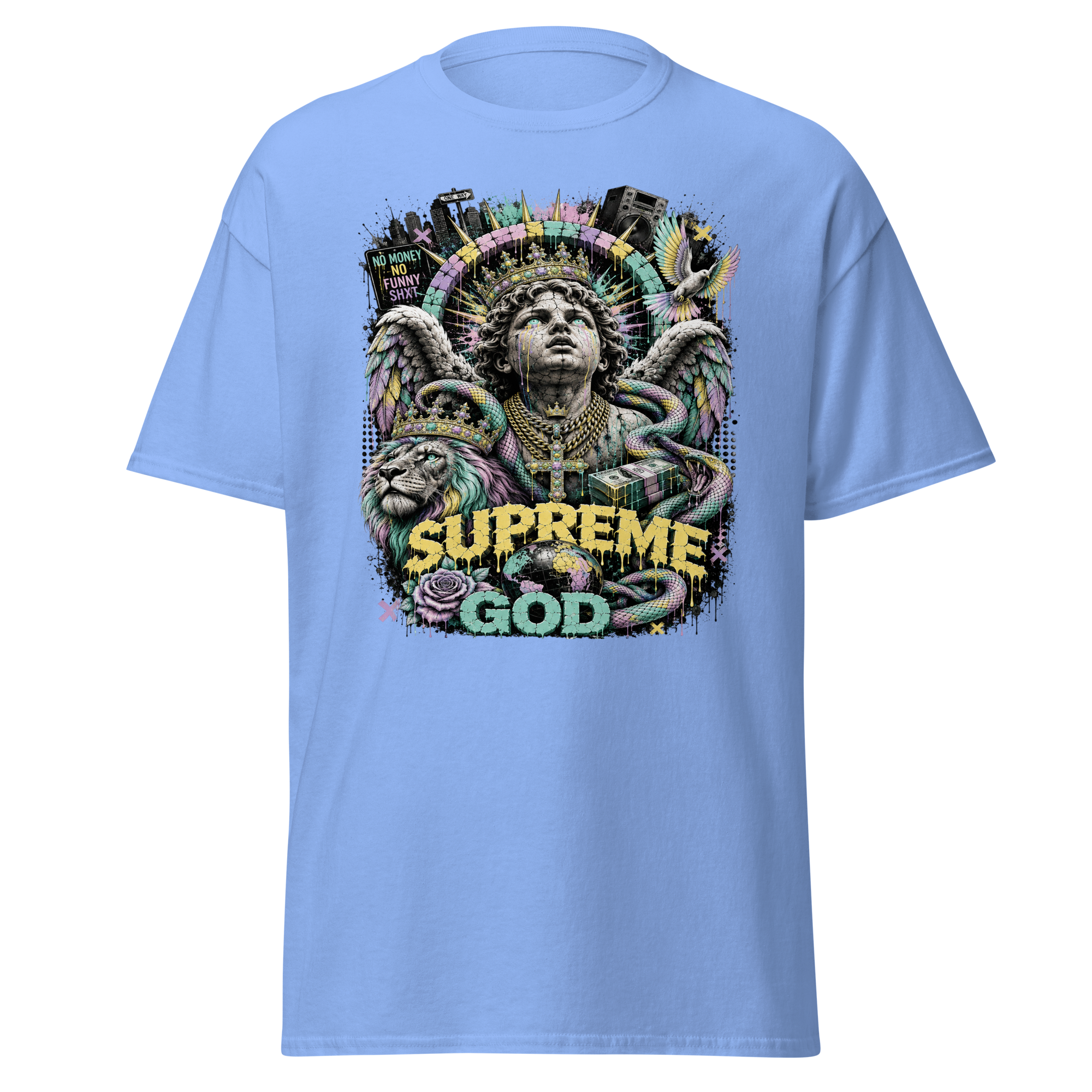 Supreme God Crowned Angel Tee - Carolina Blue