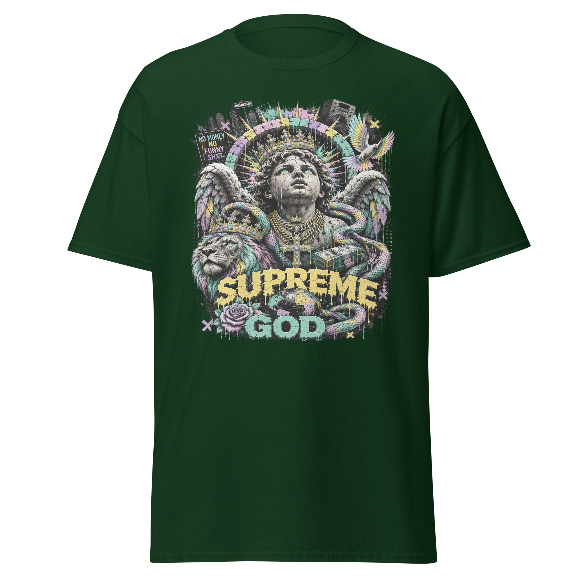 Supreme God Crowned Angel Tee - Forest Green