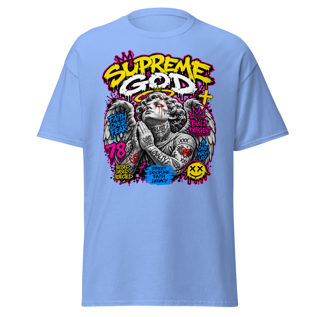 Supreme God Faith Built Different Tee - Carolina Blue