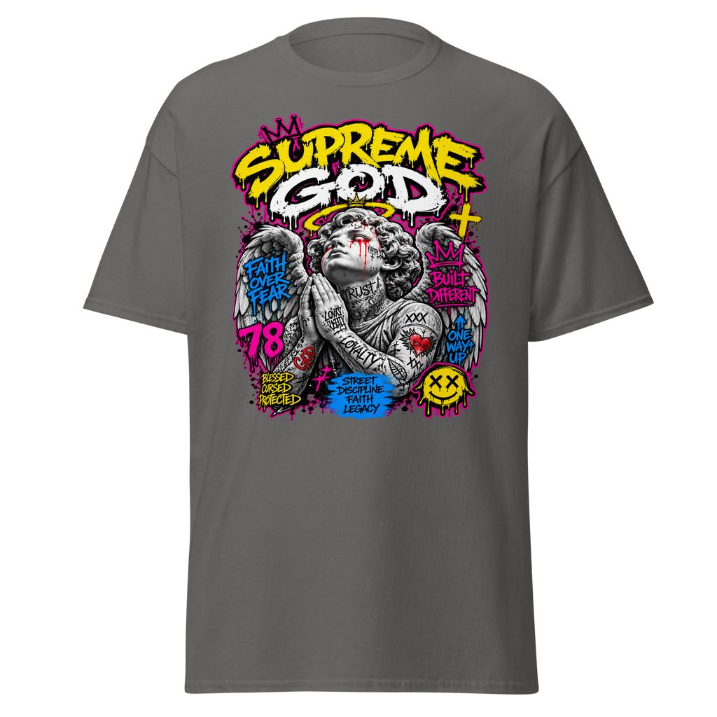 Supreme God Faith Built Different Tee - Charcoal