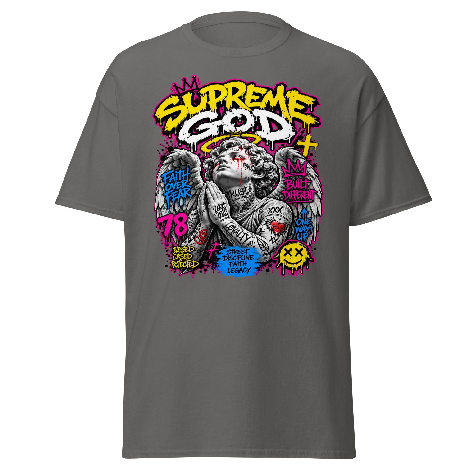 Supreme God Faith Built Different Tee - Charcoal