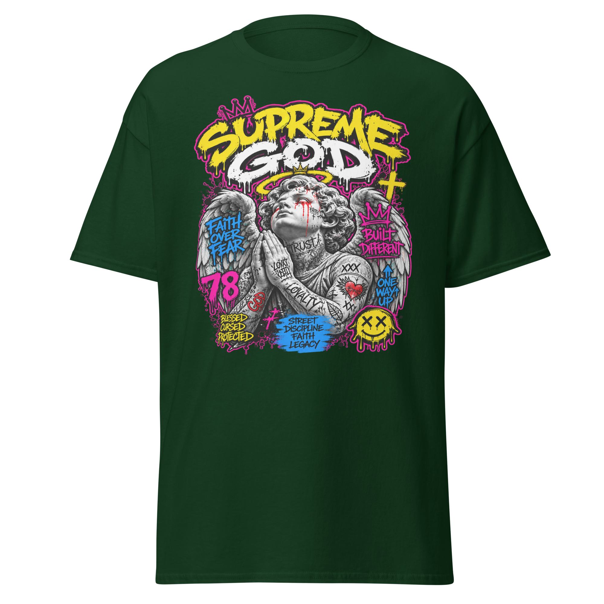 Supreme God Faith Built Different Tee - Forest Green