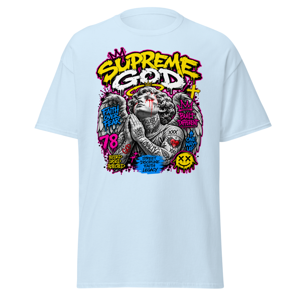 Supreme God Faith Built Different Tee - Light Blue