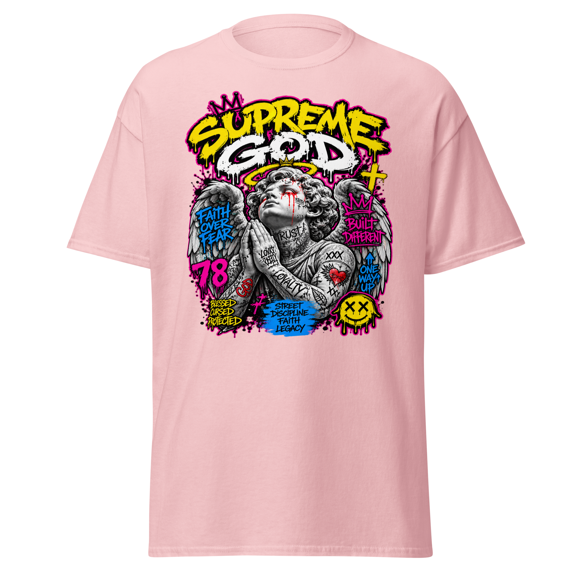 Supreme God Faith Built Different Tee - Light Pink