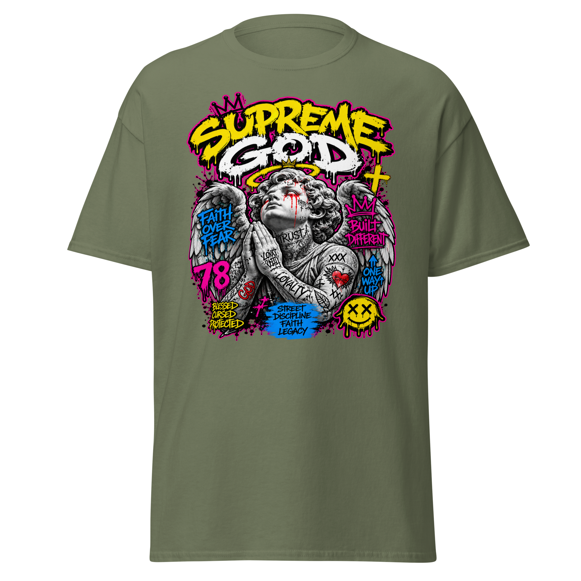 Supreme God Faith Built Different Tee - Military Green