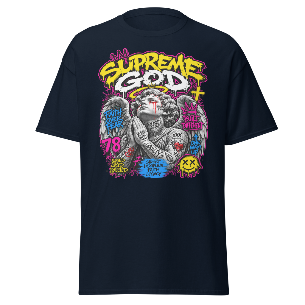Supreme God Faith Built Different Tee - Navy