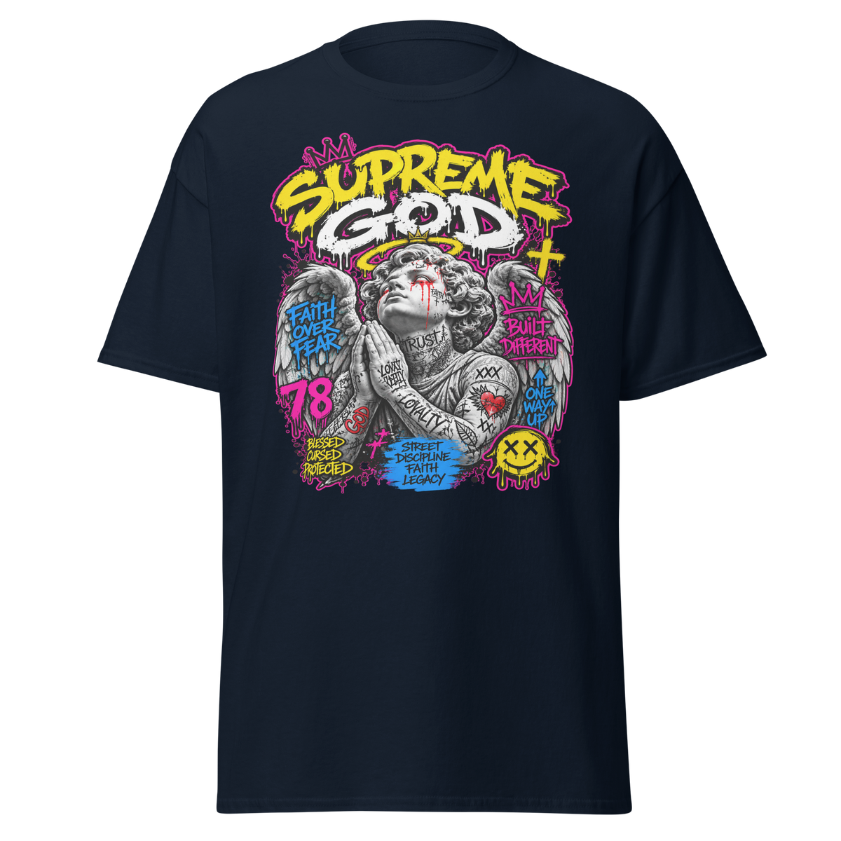 Supreme God Faith Built Different Tee - Navy