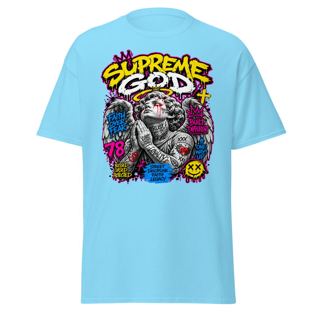 Supreme God Faith Built Different Tee - Sky