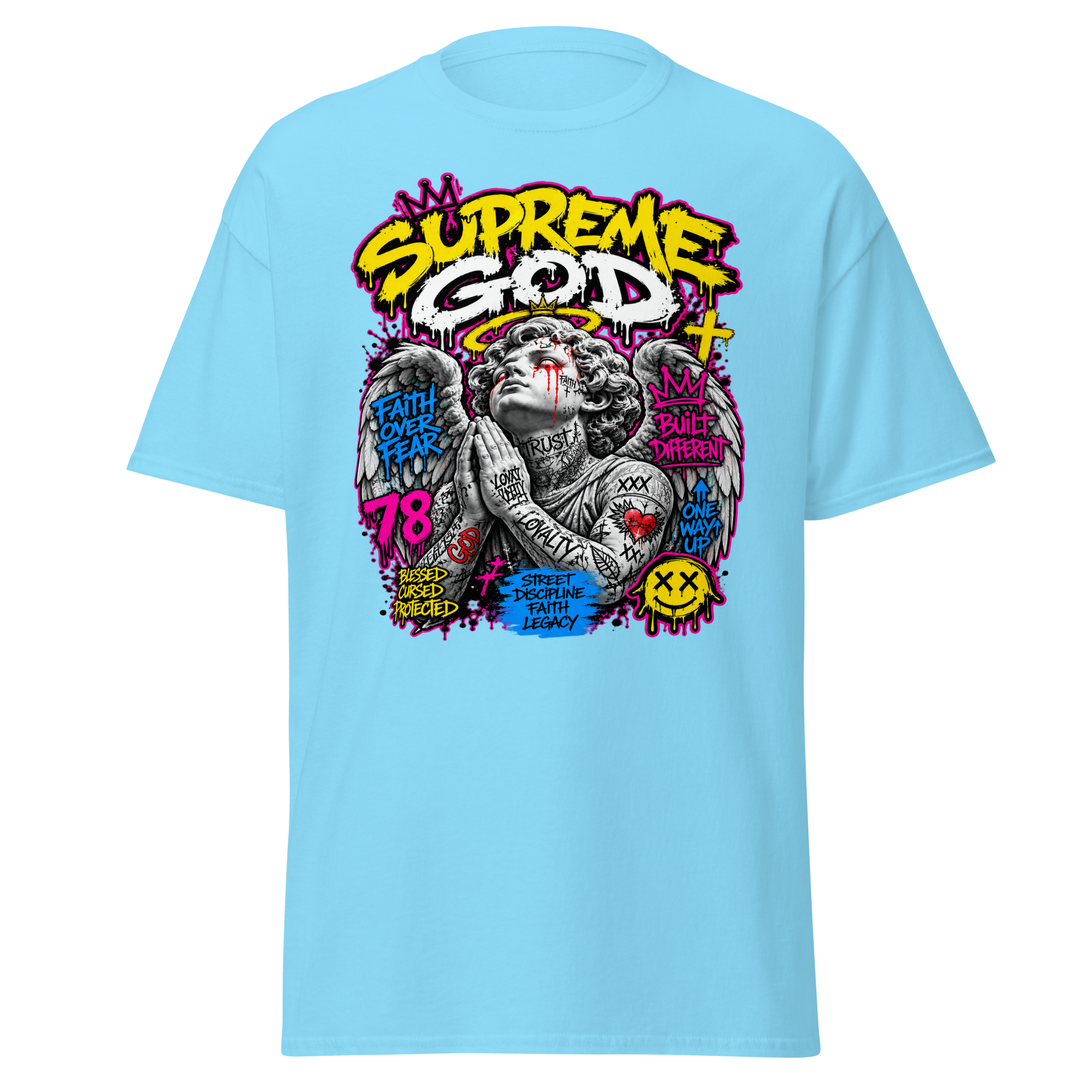Supreme God Faith Built Different Tee - Sky