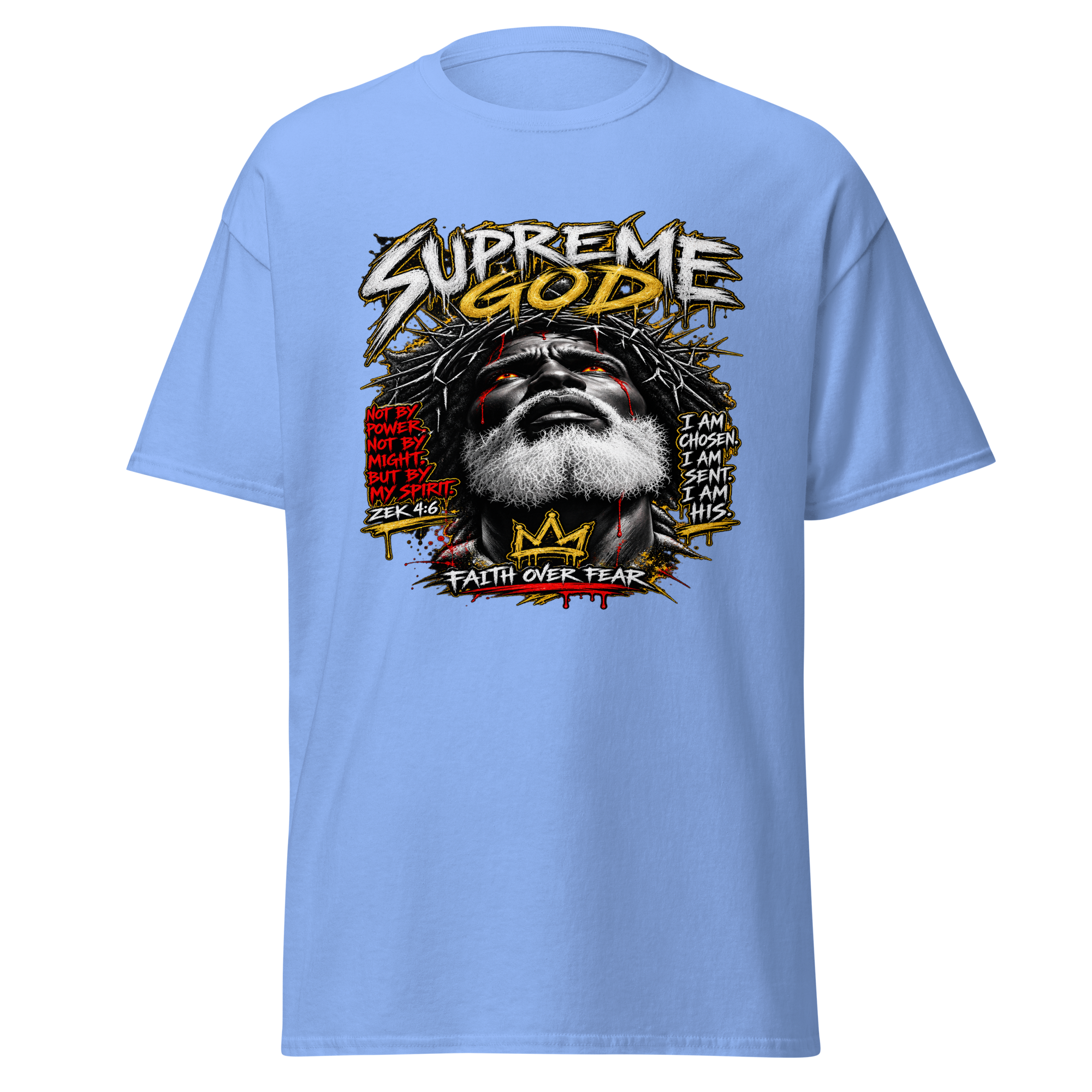 Supreme God Faith Over Fear Tee - Carolina Blue
