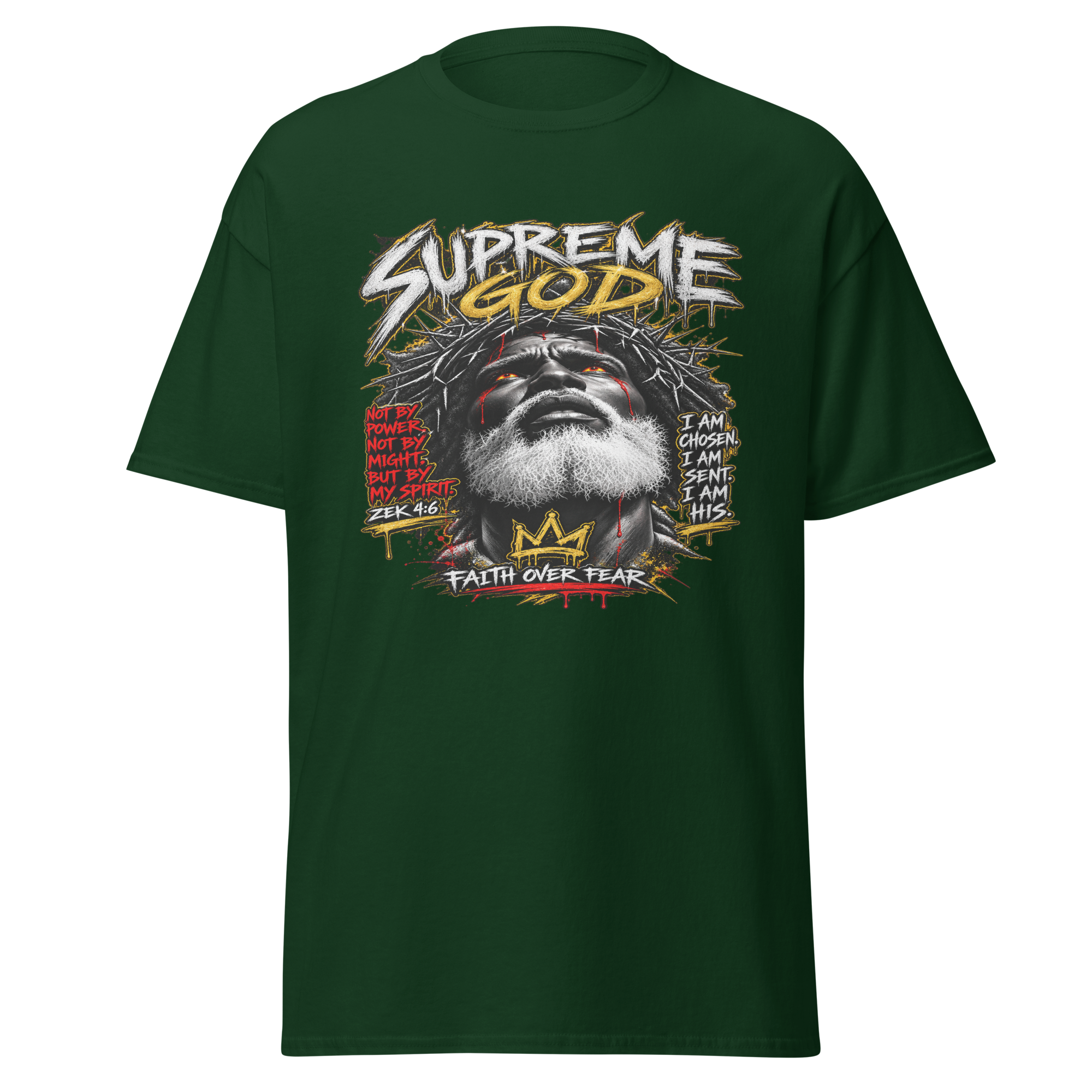 Supreme God Faith Over Fear Tee - Forest Green