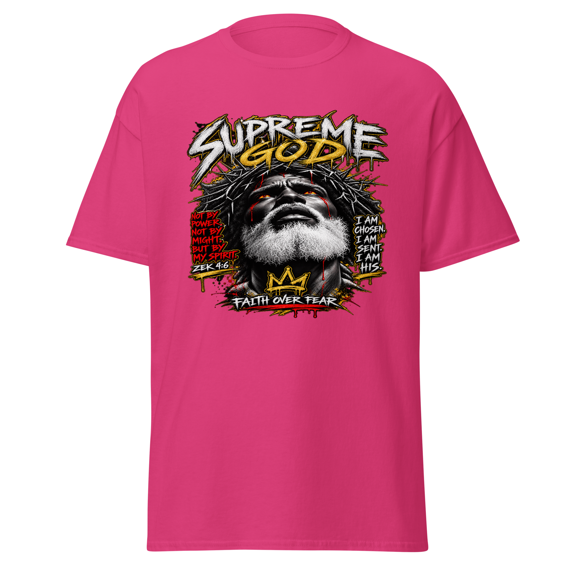 Supreme God Faith Over Fear Tee - Heliconia