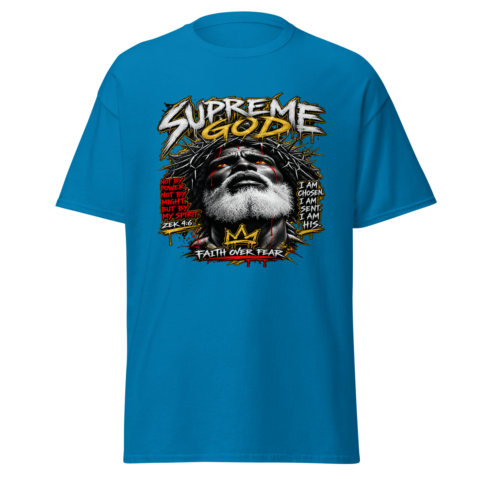 Supreme God Faith Over Fear Tee - Sapphire