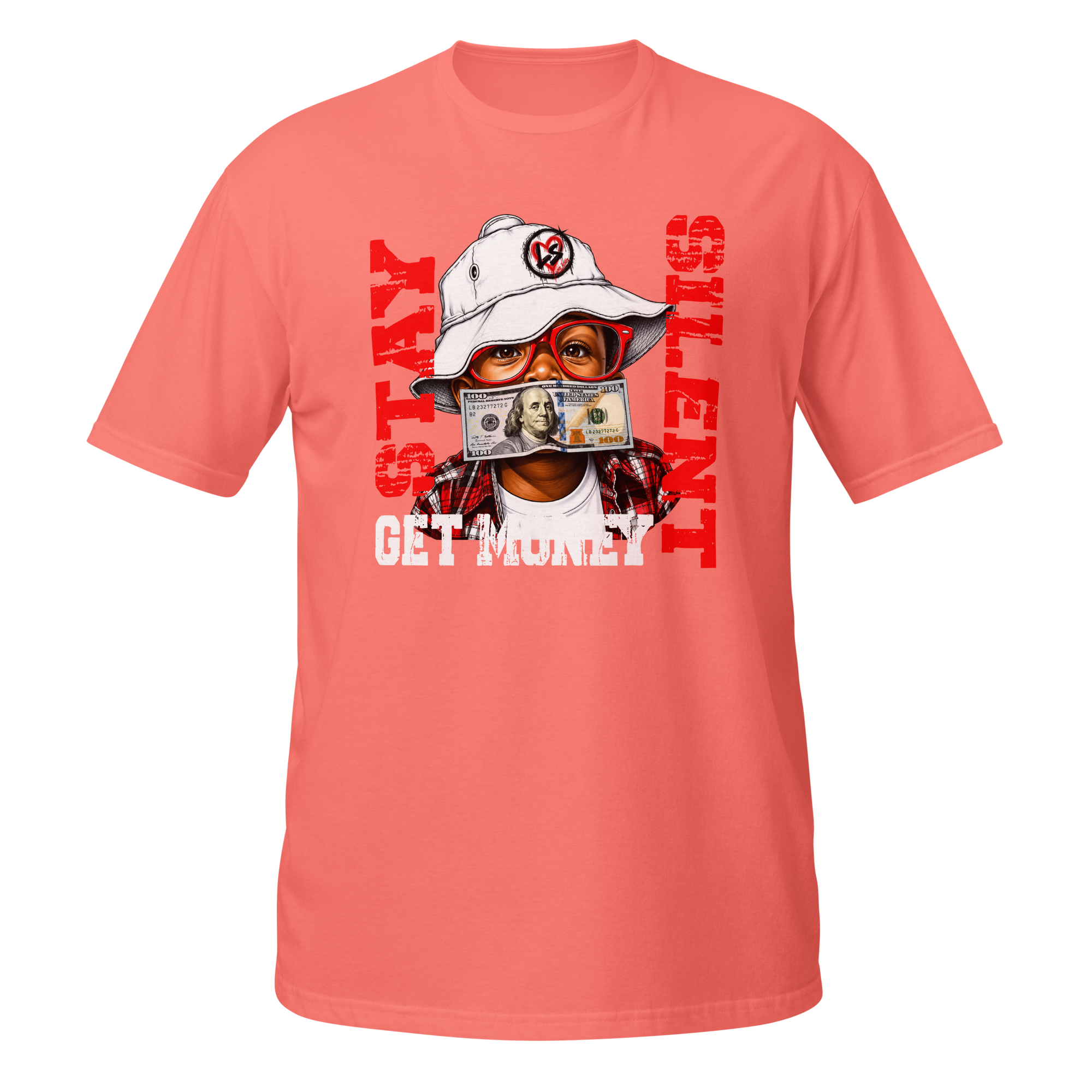 SUPREME GOD Get Money Graphic Tee coral silk front