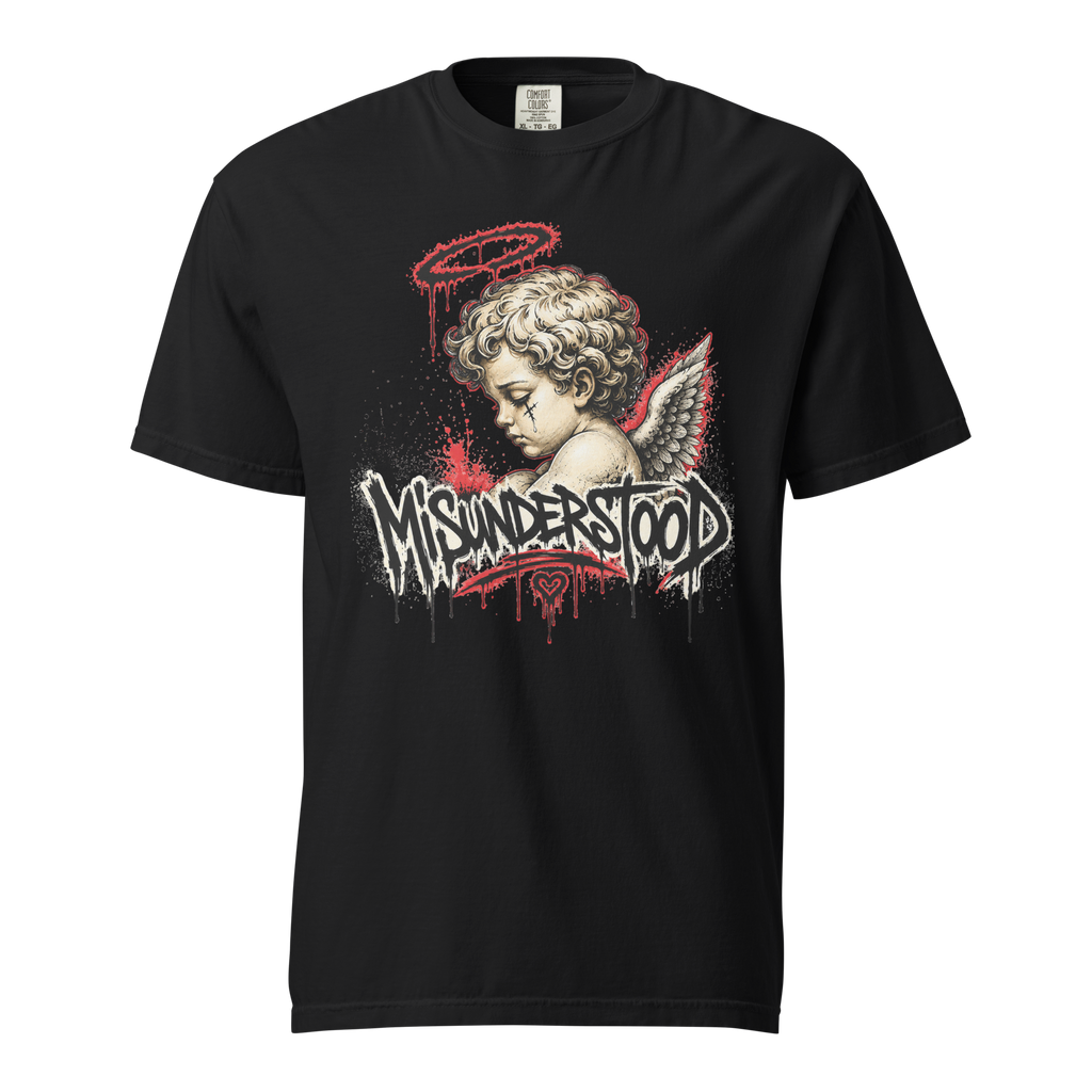 SUPREME GOD Misunderstood Graphic Tee black front mockup