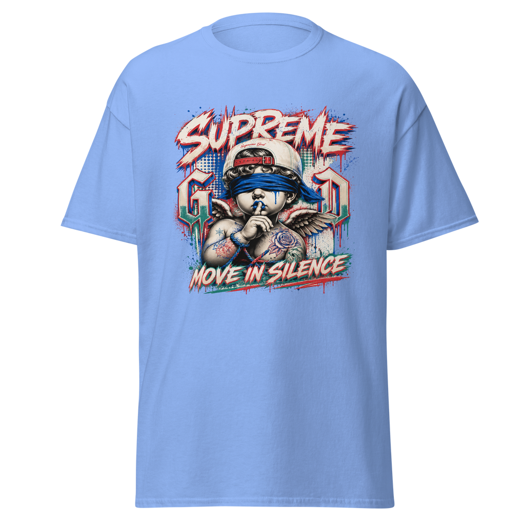 Supreme God Move In Silence graphic T-shirt - Carolina blue