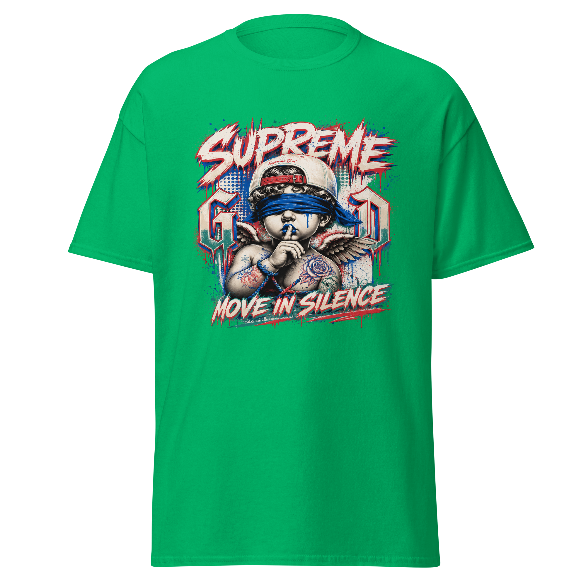 Supreme God Move In Silence graphic T-shirt - Irish green