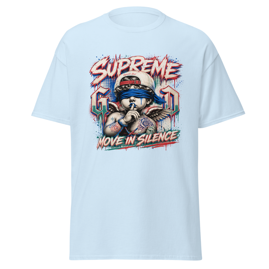 Supreme God Move In Silence graphic T-shirt - light blue